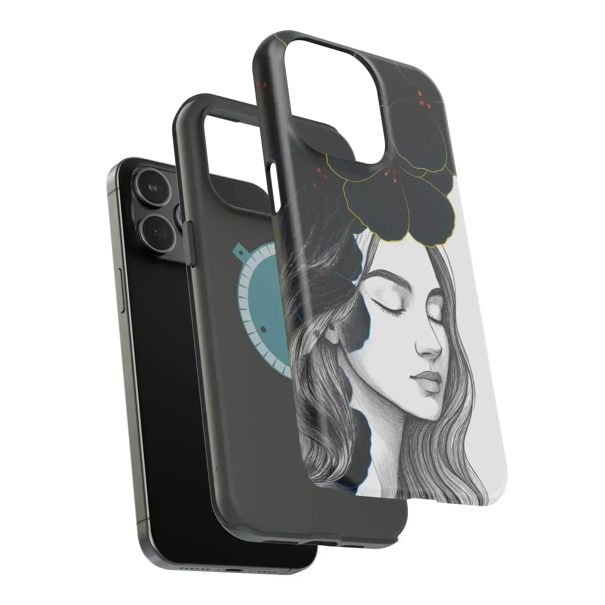 Dark Floral Elegance Phone Case for iPhone 13-16 - KARARMDESIGN