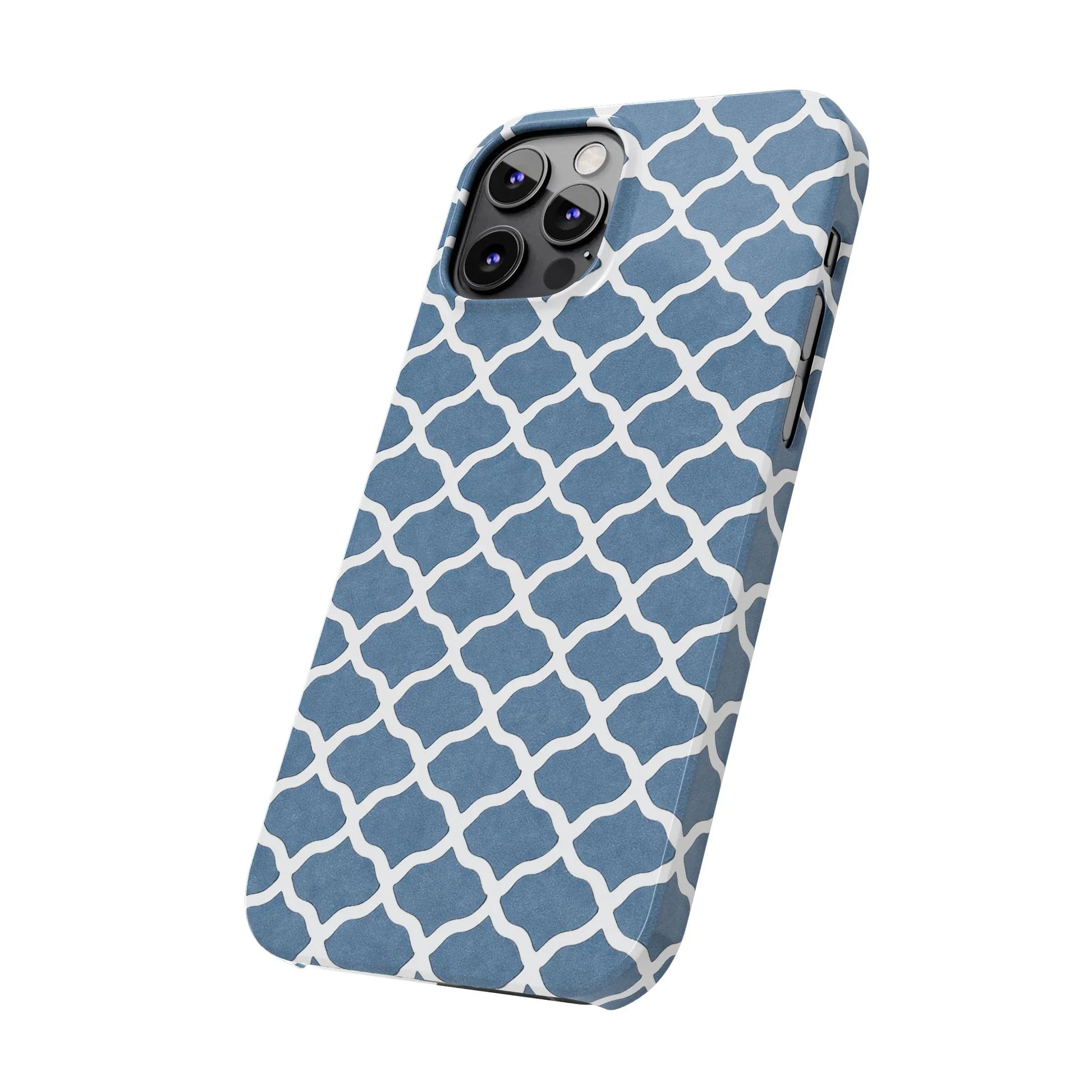 Azure Lattice Pattern Phone Case Slim Phone Cases for iPhone 11-17 - KARARMDESIGN