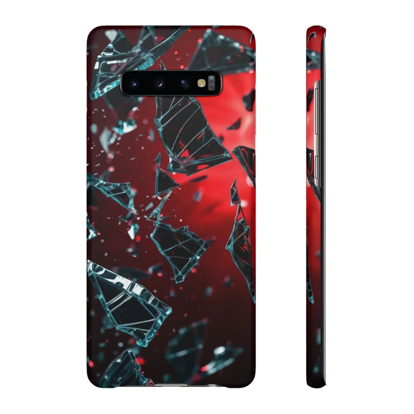 "Crimson Impact" Realistic Glass Shard Snap Phone Case for iPhone 7-16 and Samsung Galaxy S10-S24 Models - KarArmDesign