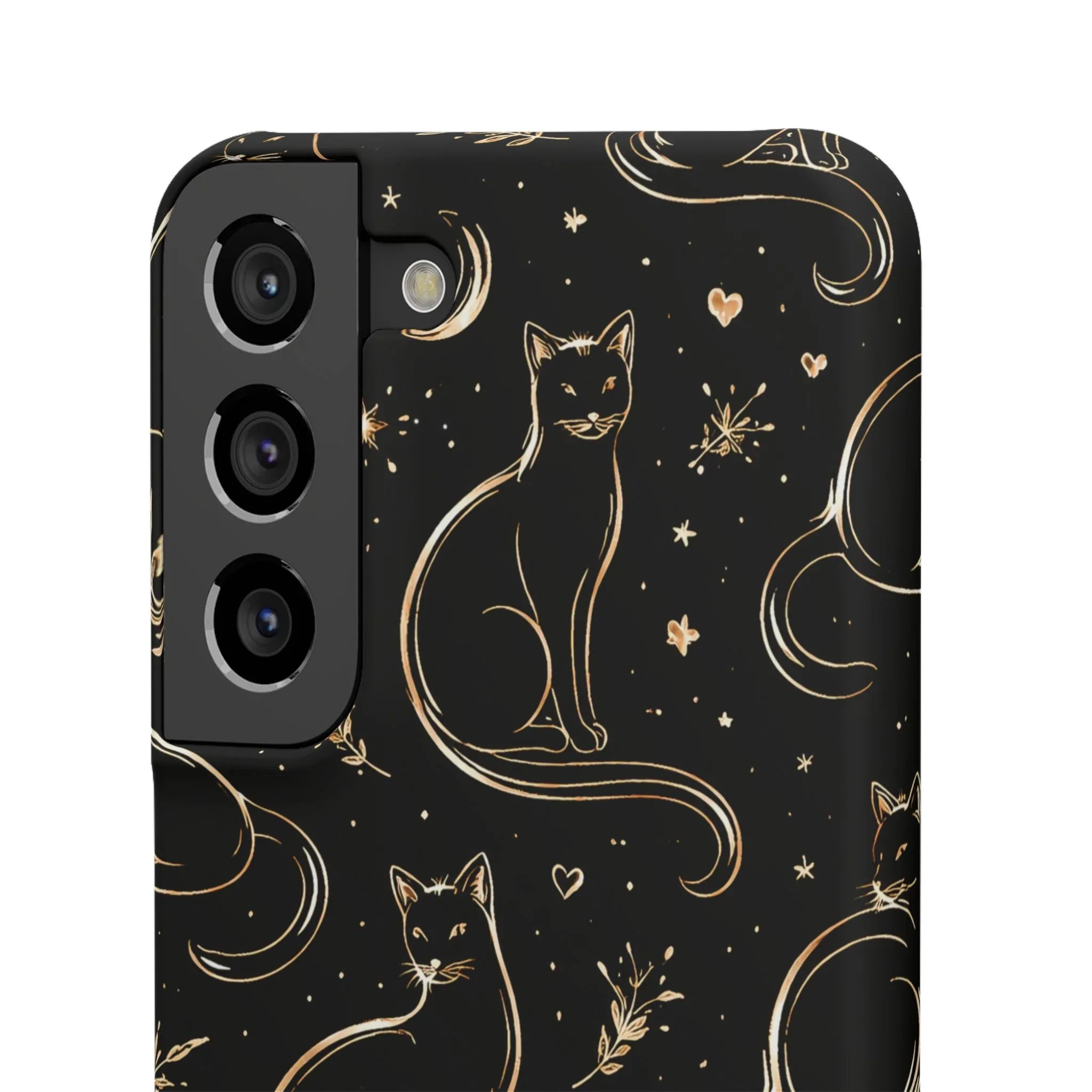 Golden Cat Pattern Phone Case for iPhone 11–17 & Galaxy S21–S25 - KARARMDESIGN