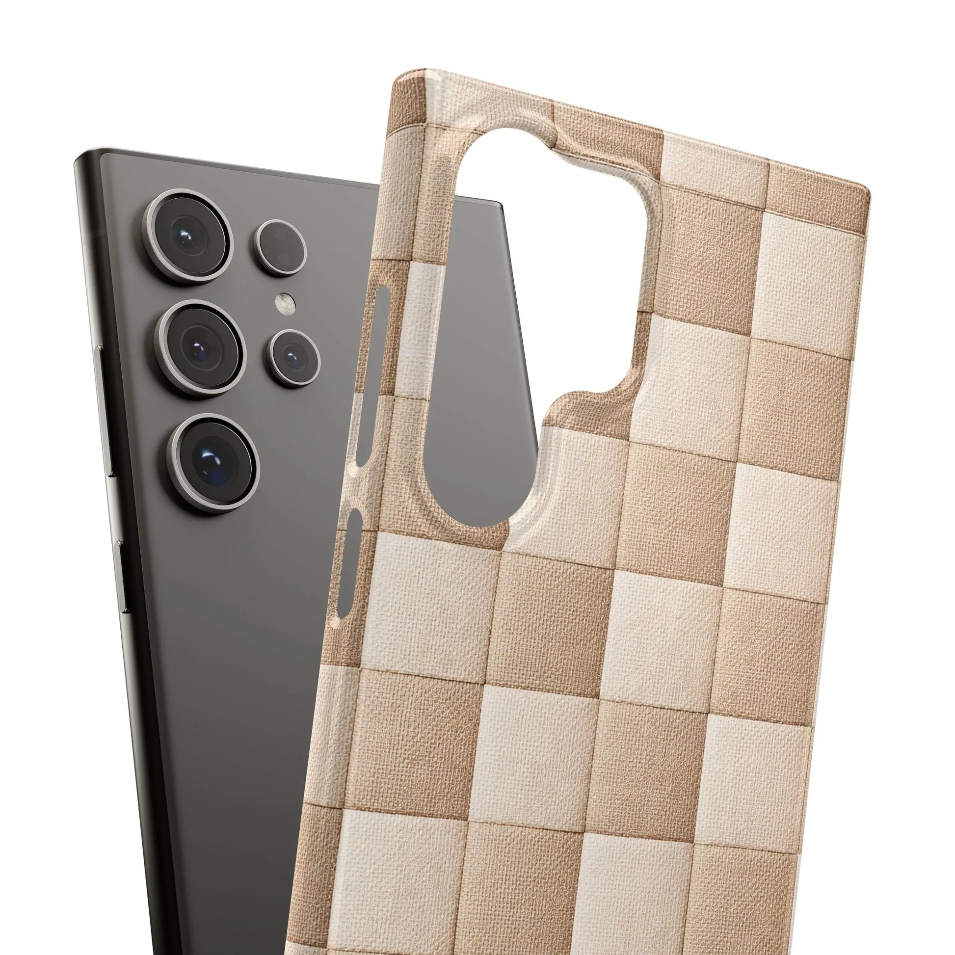 Beige Woven Phone Case for iPhone 11-17 and Galaxy S20-S25 - KARARMDESIGN