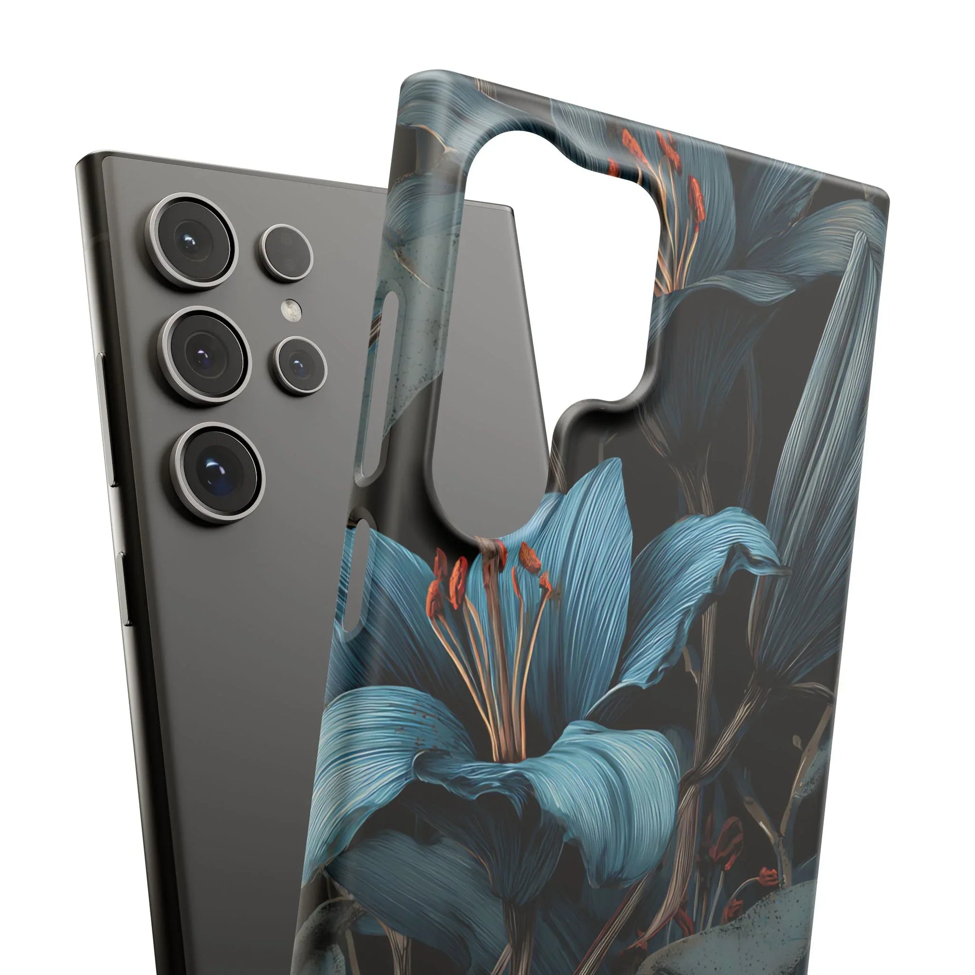 Blue Lily Floral Phone Case for iPhone 11-17 and Galaxy S20-S25 - KARARMDESIGN