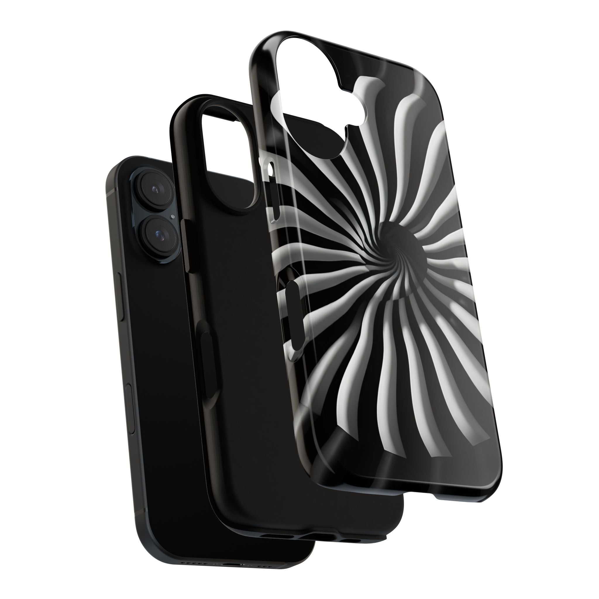 Hypnotic Black and White Spiral Phone Case – Optical Illusion Design for iPhone & Galaxy