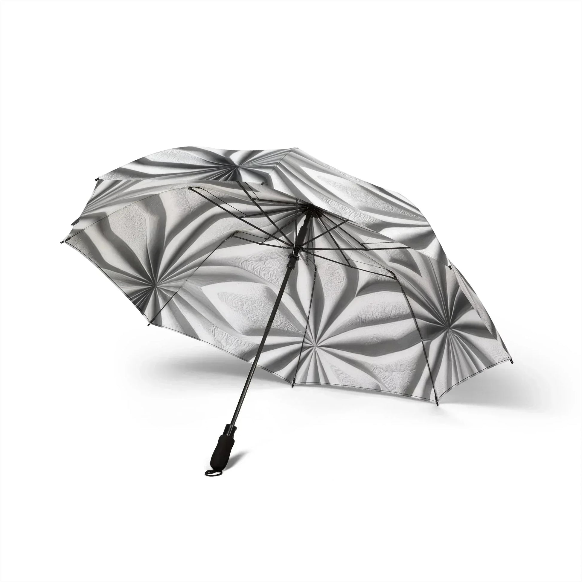 Stylish Gray 3D Geometric Pattern Semi-Automatic Umbrella – Modern Rain Protection - KarArmDesign