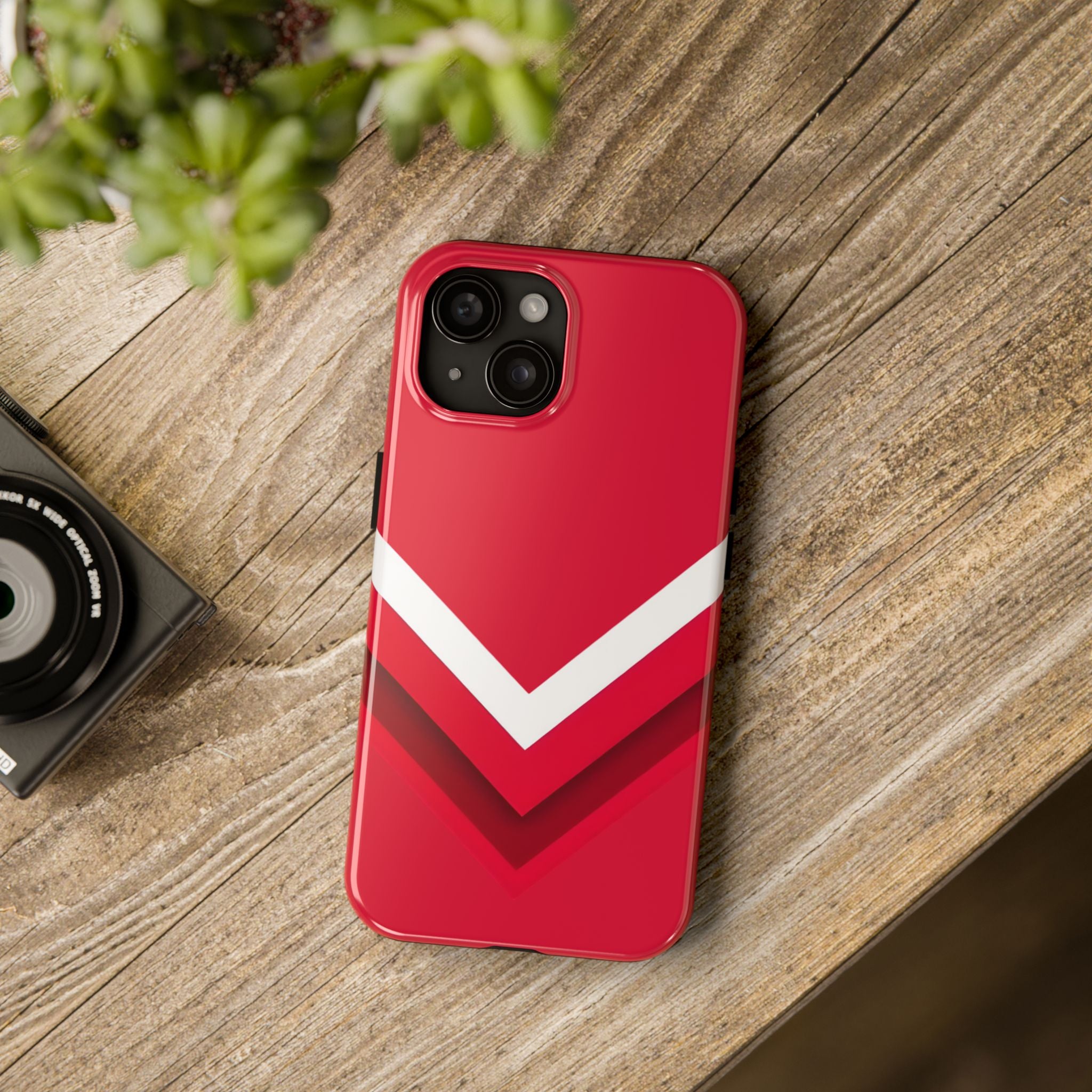 Red Chevron Armor Phone Case for iPhone 11–16 & Galaxy S21–S24