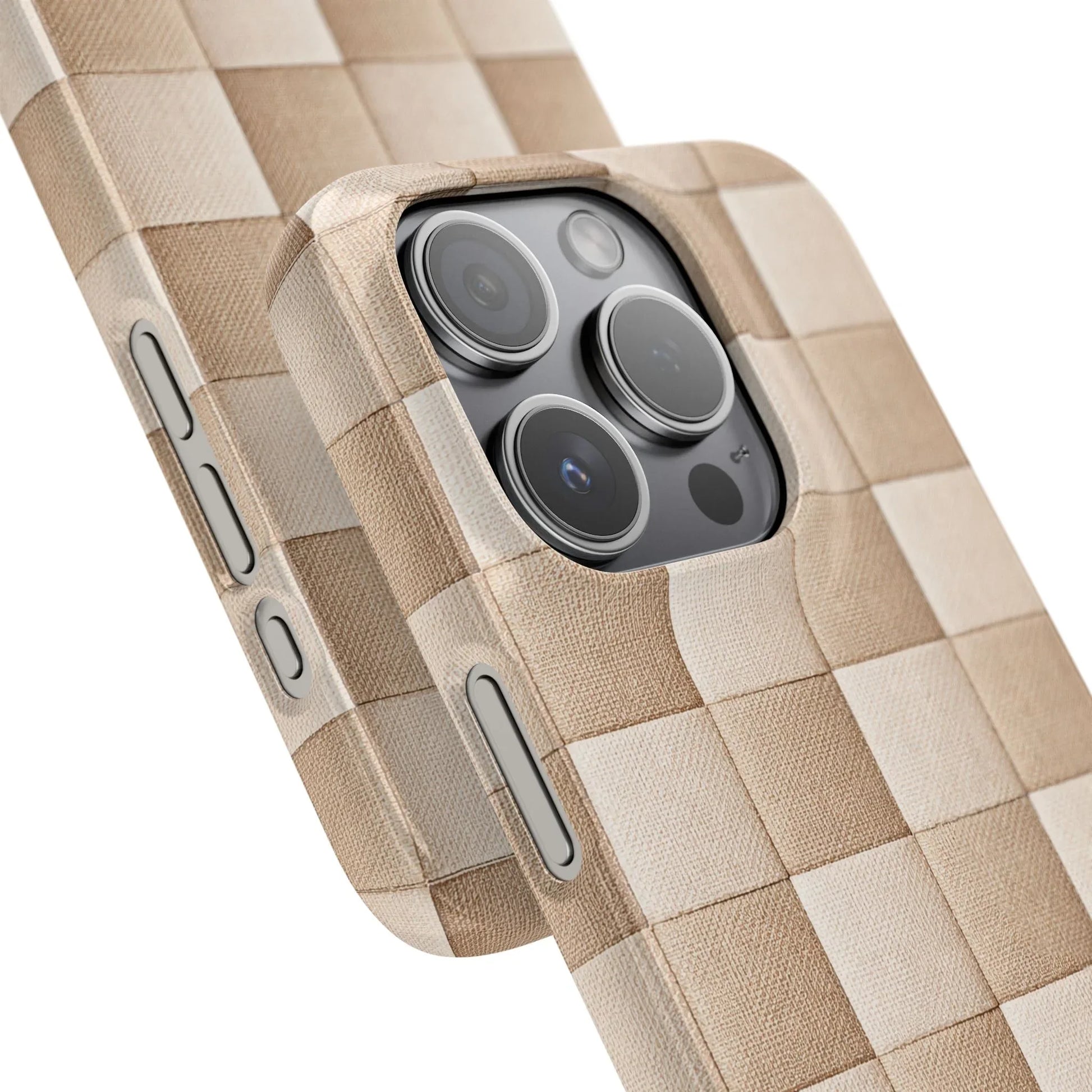 Beige Woven Phone Case for iPhone 11-17 and Galaxy S20-S25 - KARARMDESIGN
