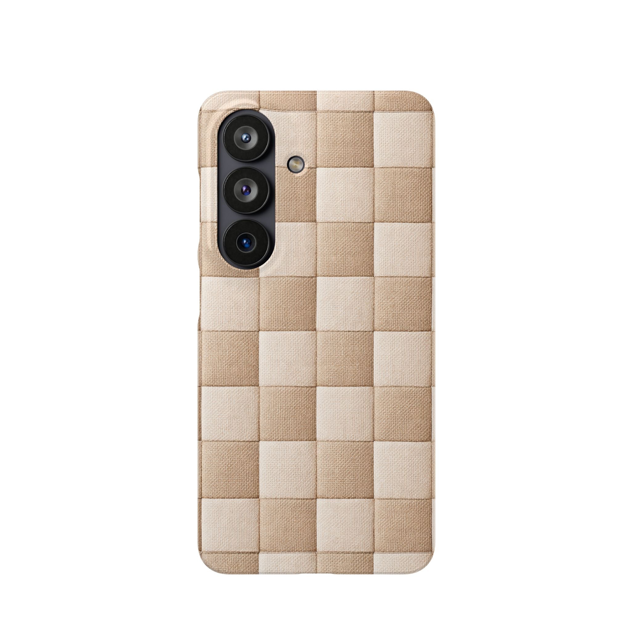 Beige Woven Phone Case for iPhone 11-17 and Galaxy S20-S26
