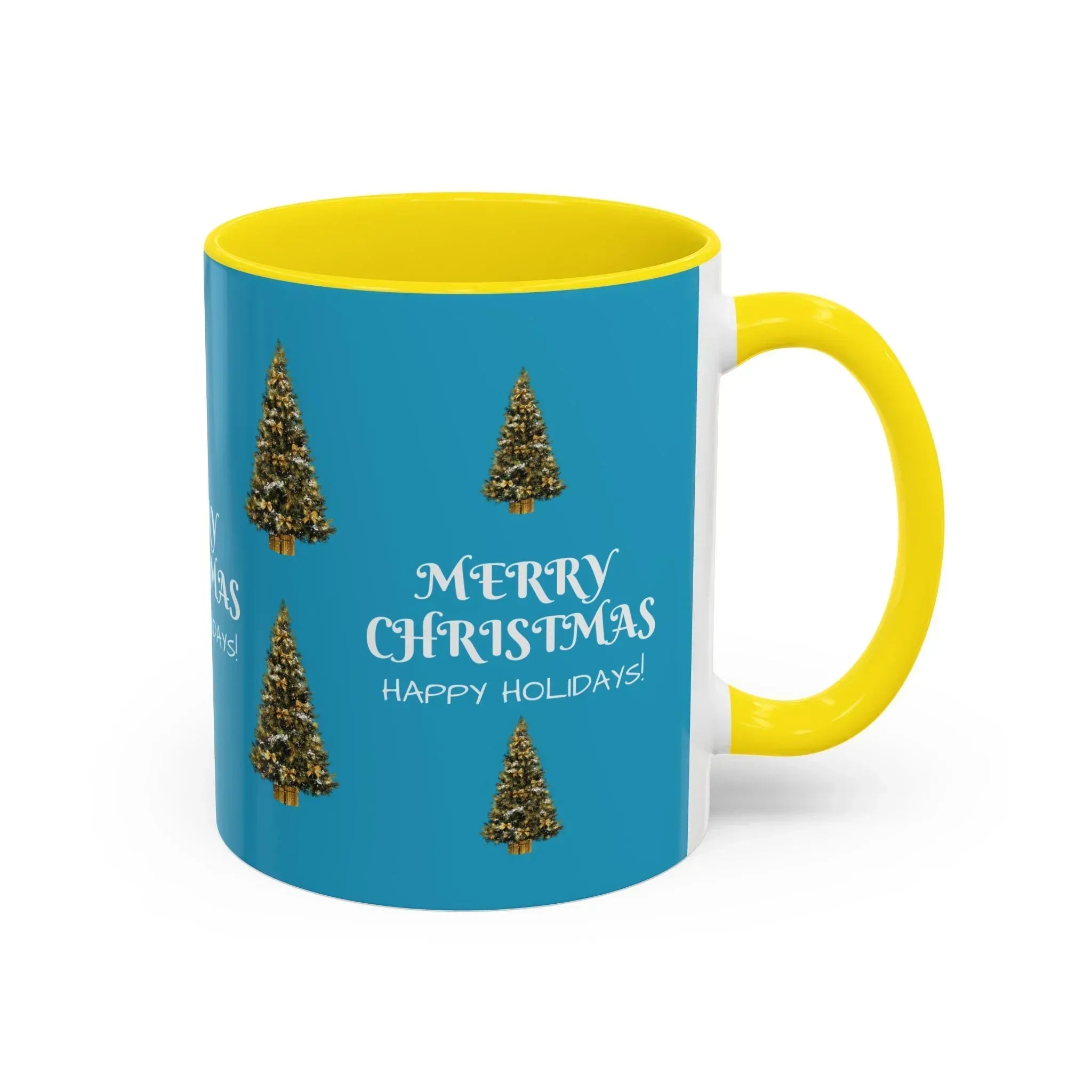 Merry Christmas and Happy Holidays Mug - Accent Coffee Mug (11, 15oz) - KARARMDESIGN