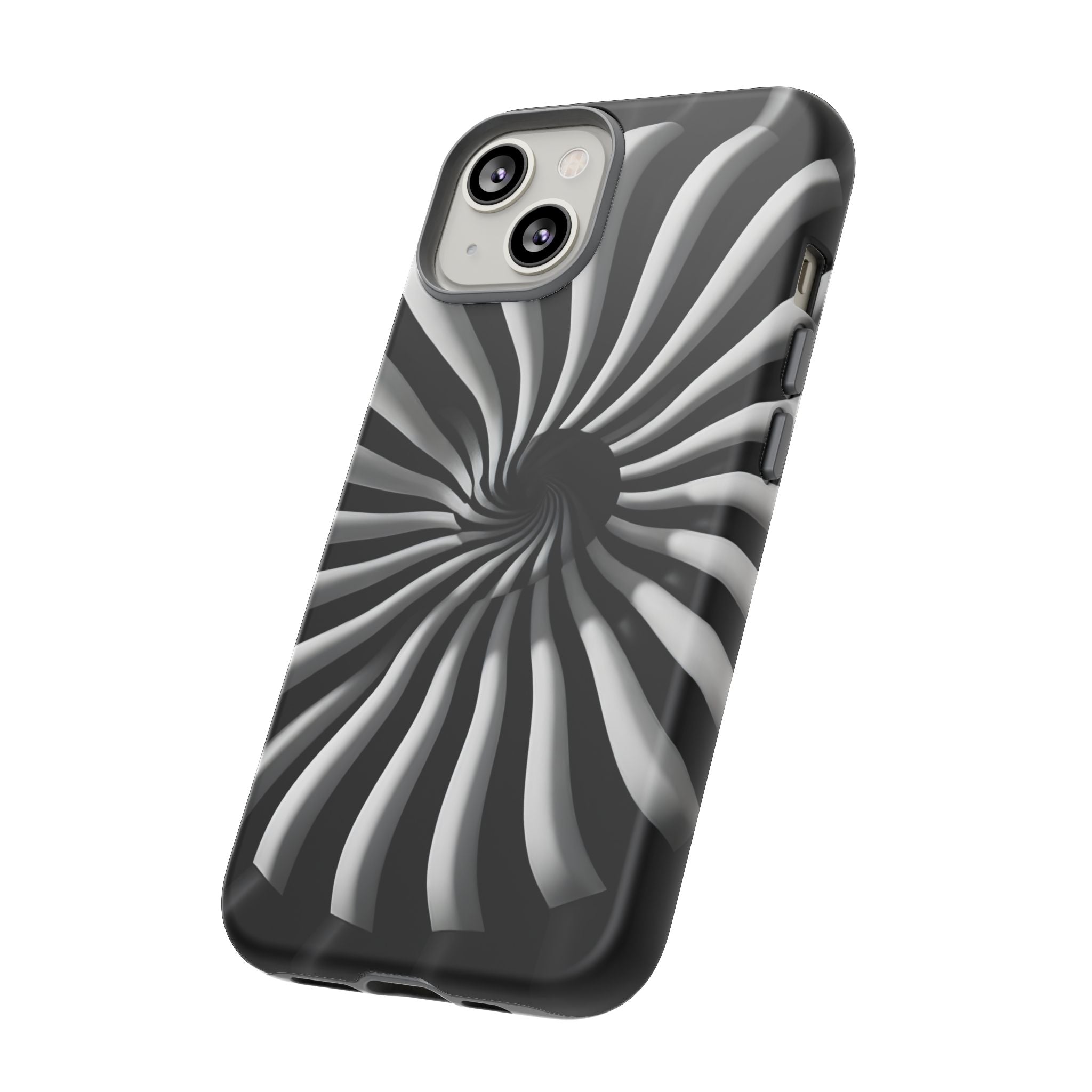 Hypnotic Black and White Spiral Phone Case – Optical Illusion Design for iPhone & Galaxy