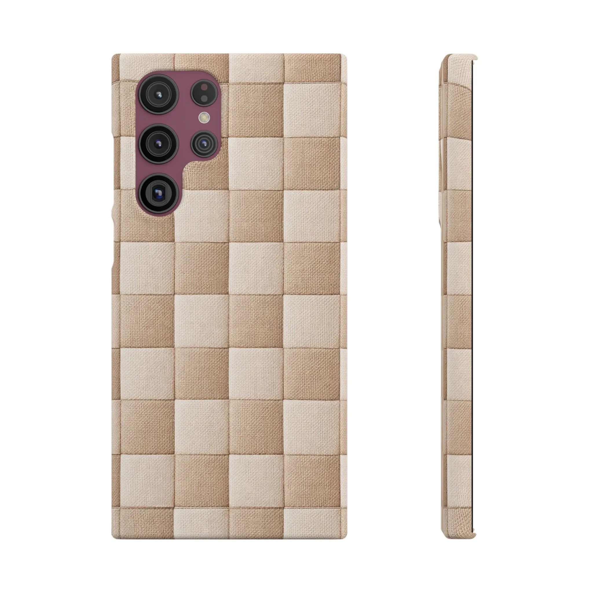 Beige Woven Phone Case for iPhone 11-17 and Galaxy S20-S25 - KARARMDESIGN