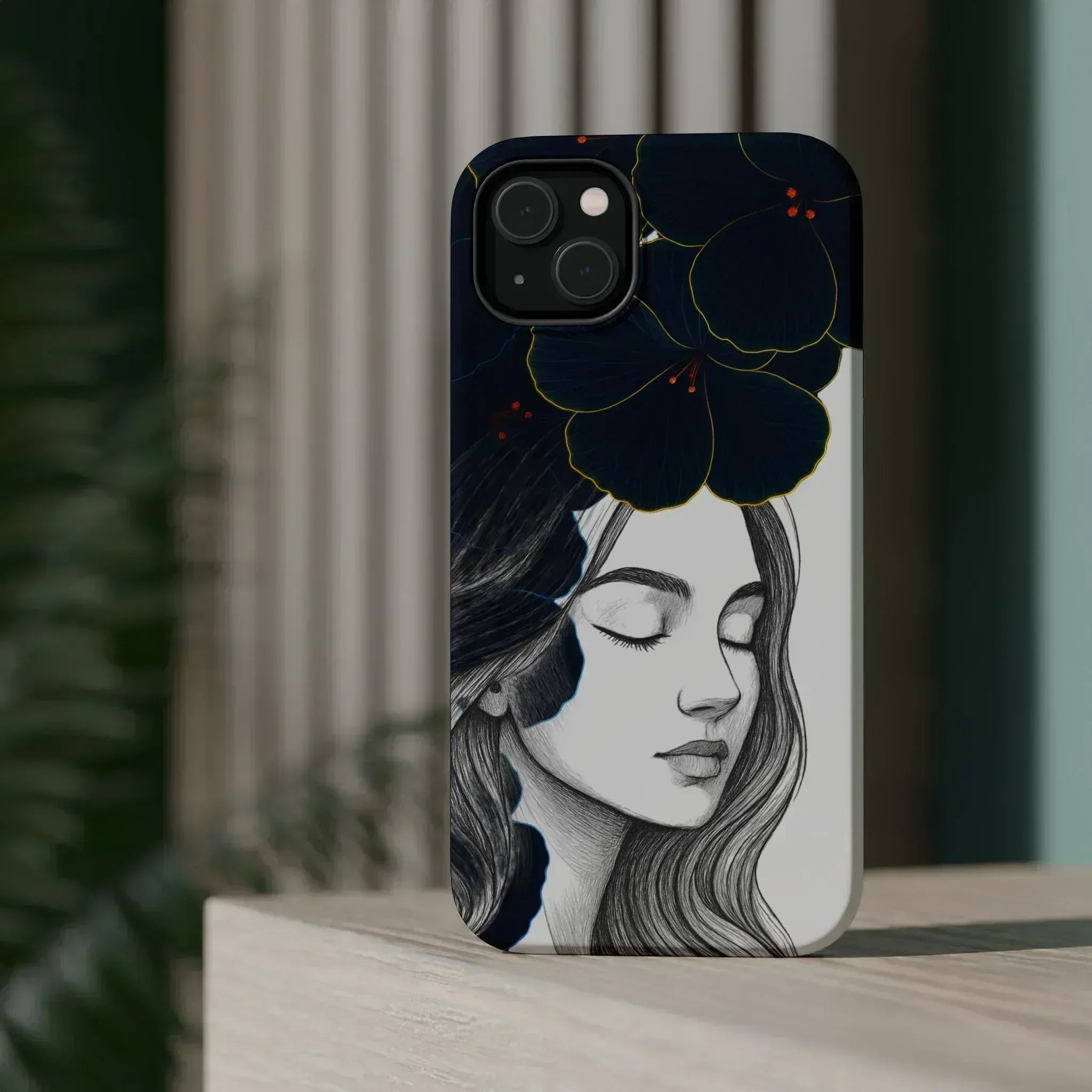 Dark Floral Elegance Phone Case for iPhone 13-16 - KARARMDESIGN