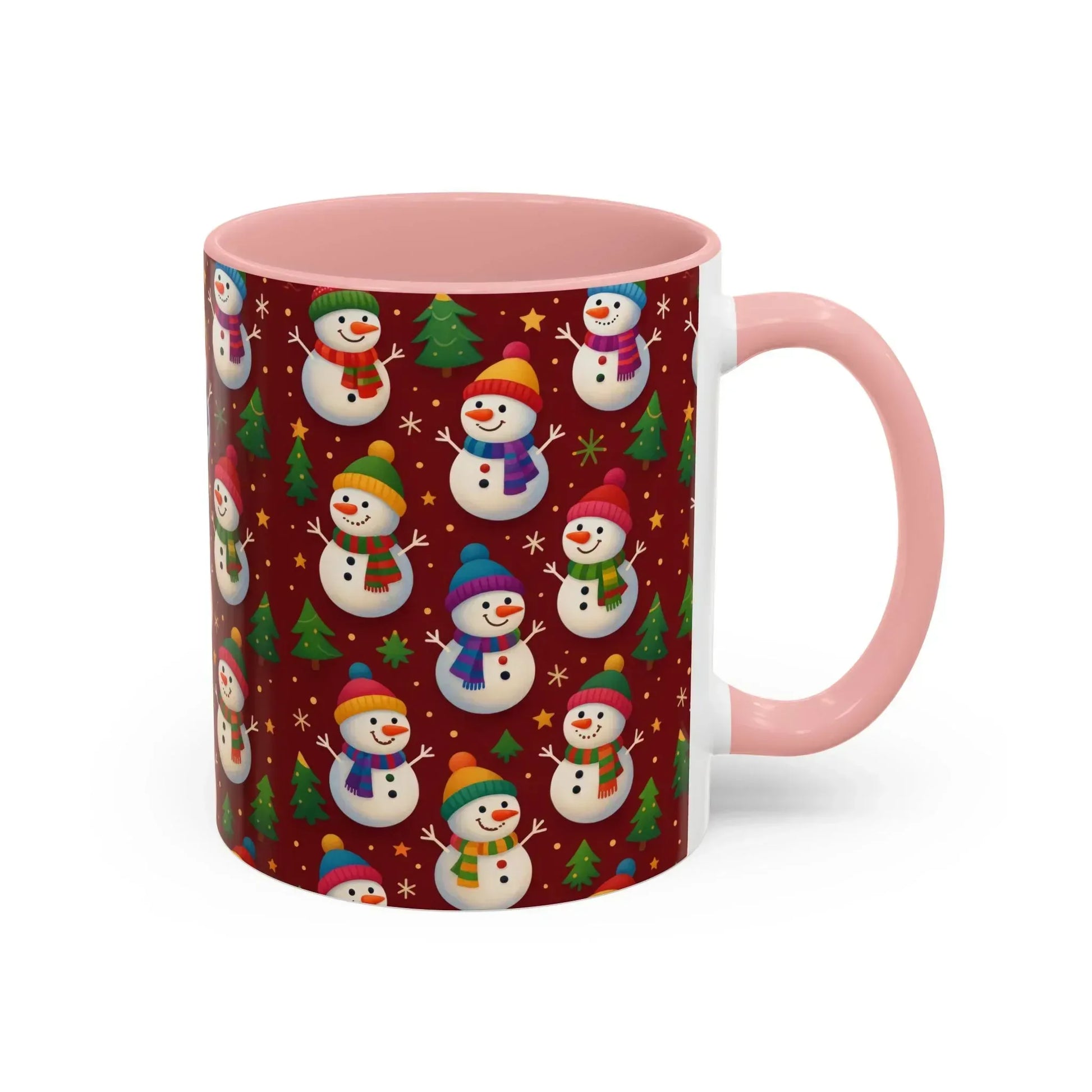 Festive Snowman Parade Accent Coffee Mug (11oz) - KARARMDESIGN