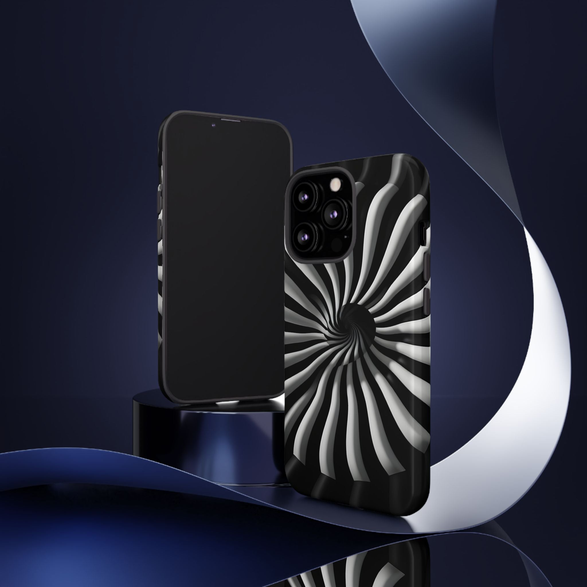Hypnotic Black and White Spiral Phone Case – Optical Illusion Design for iPhone & Galaxy