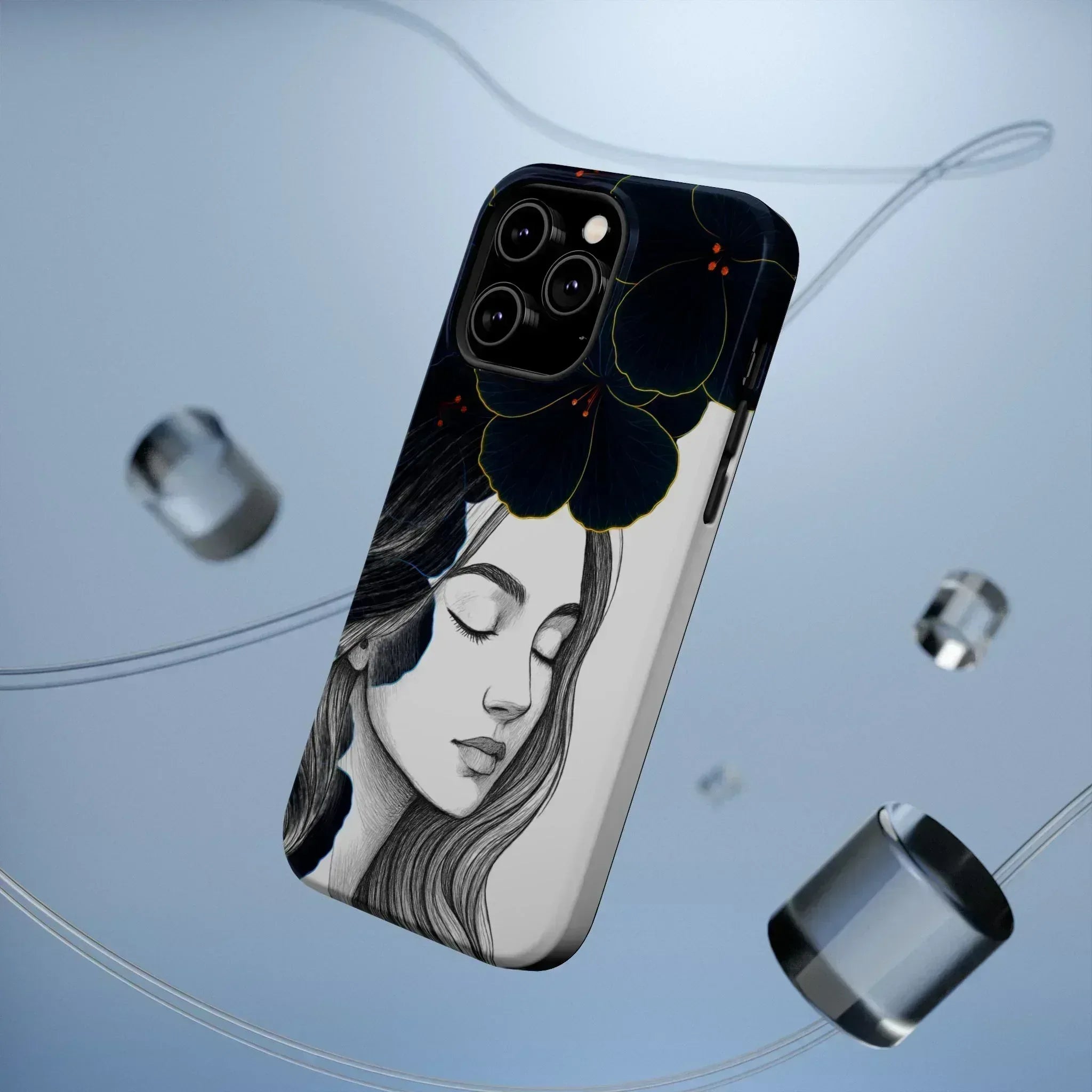 Dark Floral Elegance Phone Case for iPhone 13-16 - KARARMDESIGN