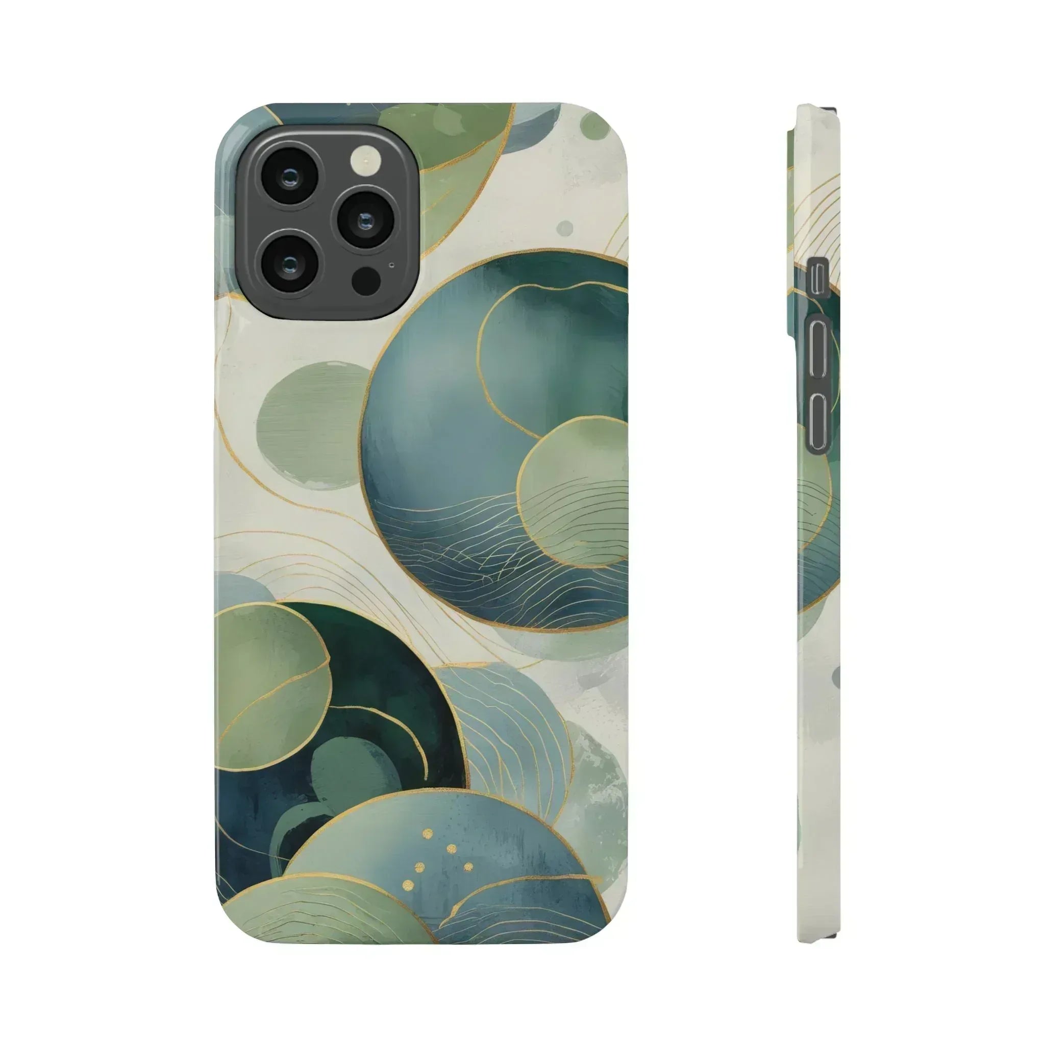 Abstract Teal Slim Phone Case for iPhone 12-16 - KARARMDESIGN