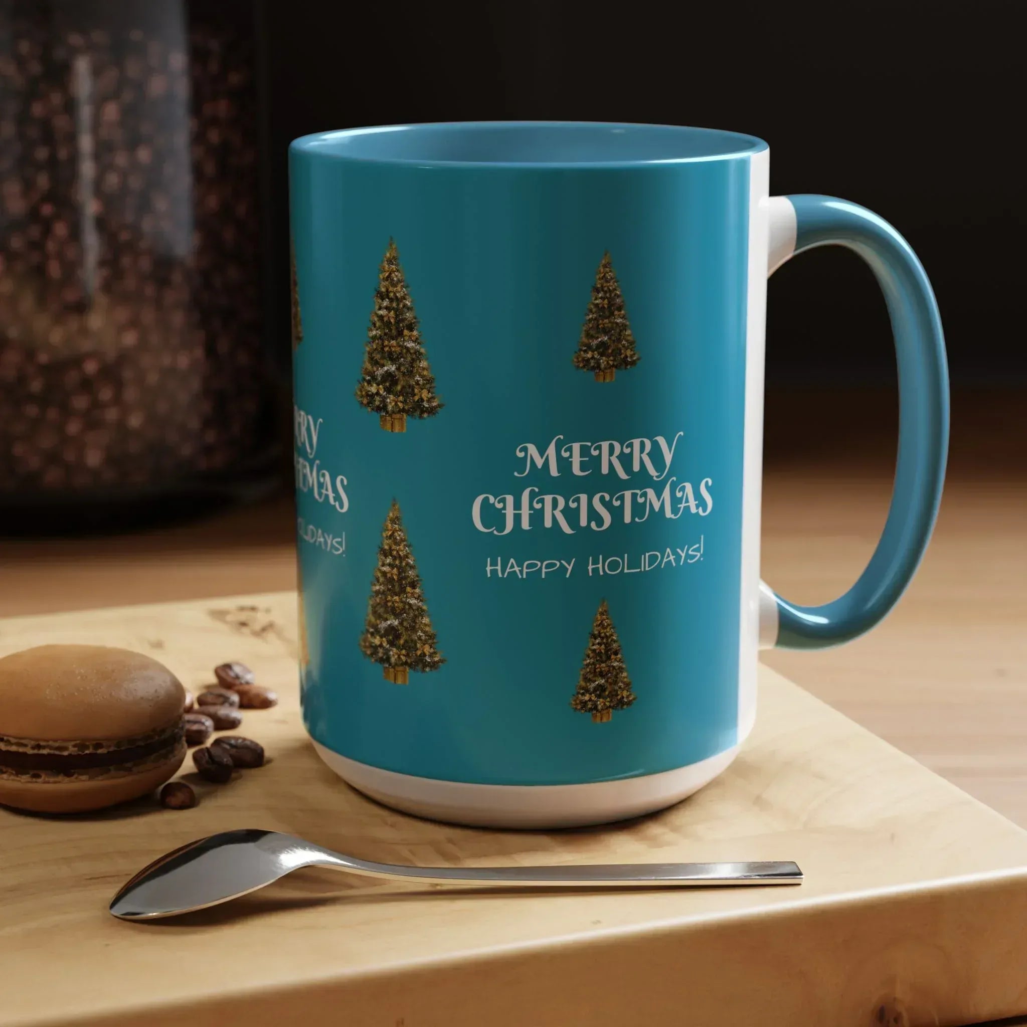 Merry Christmas and Happy Holidays Mug - Accent Coffee Mug (11, 15oz) - KARARMDESIGN