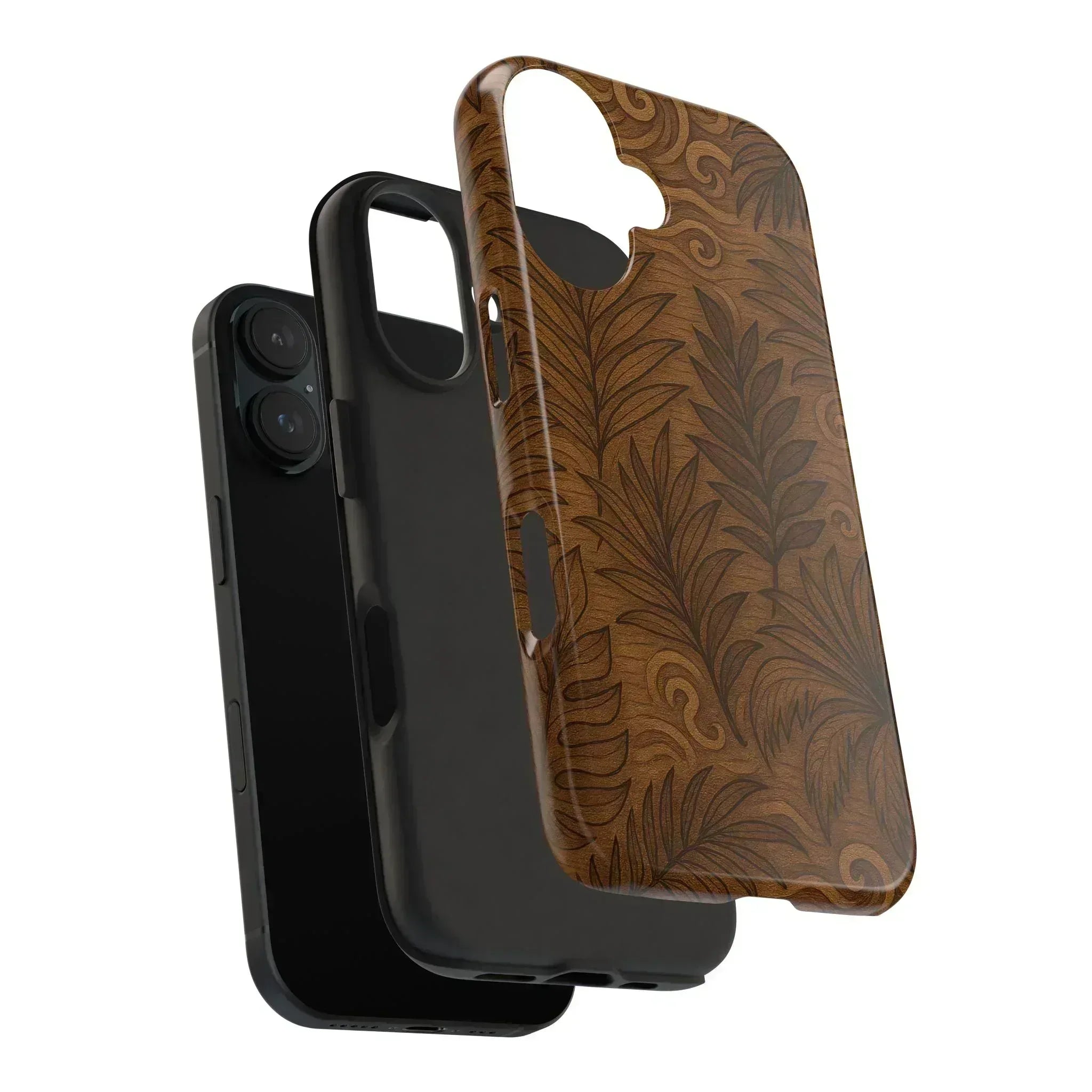 Wood Leaf Armor Phone Case for iPhone and Galaxy - KARARMDESIGN