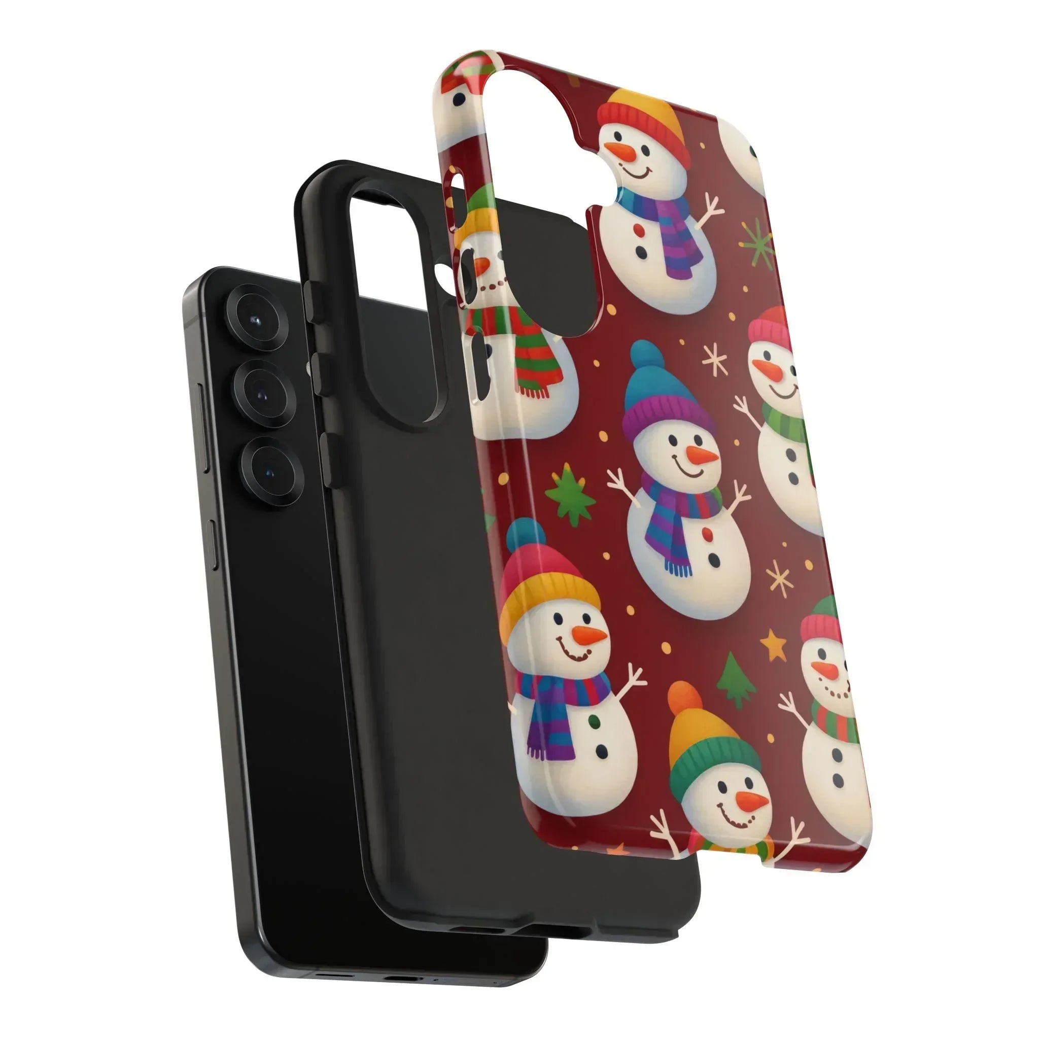 Festive Snowmen Parade Phone Case for iPhone 11–17 and Galaxy S10–S25 - KARARMDESIGN