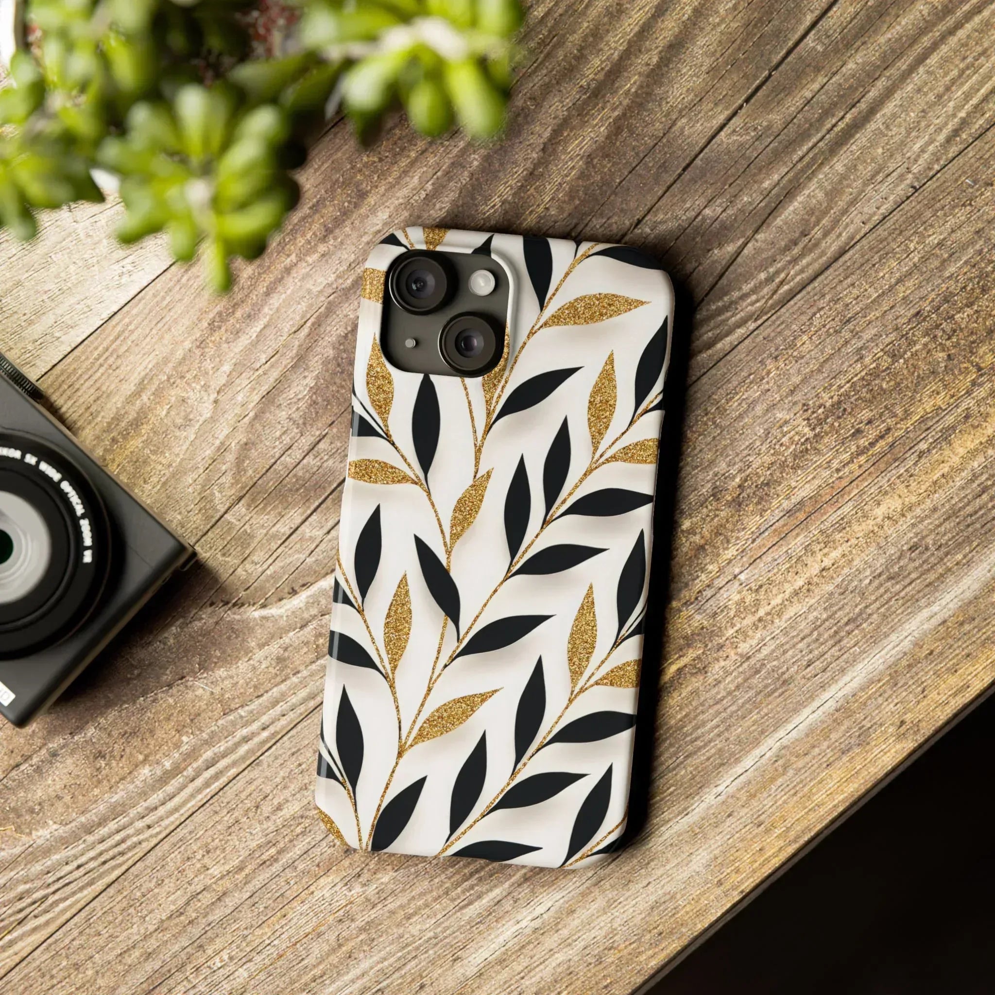 Botanical Gold Leaf Phone Case for iPhone 11-17 - KARARMDESIGN
