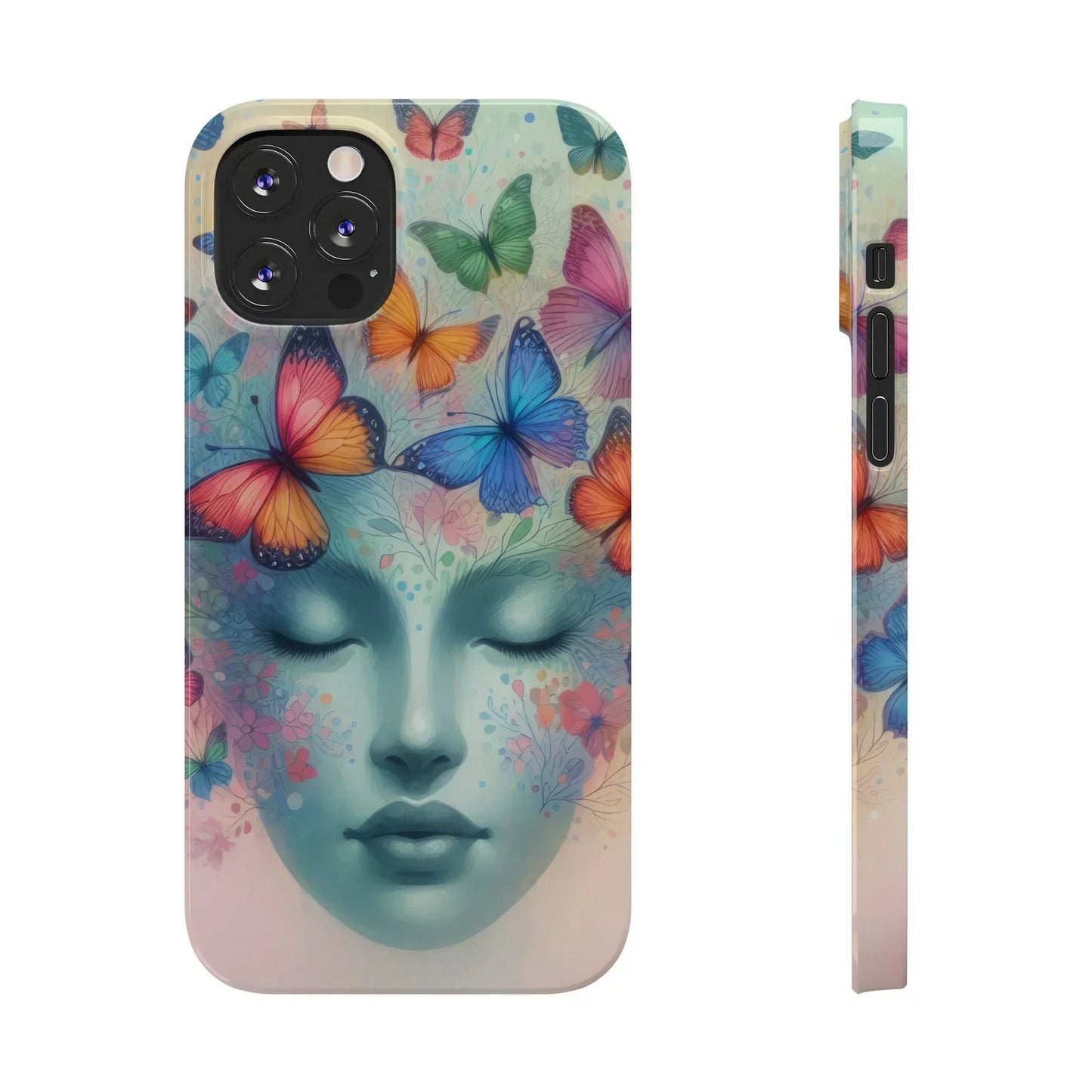 Butterfly Bloom Dreamy Woman with Closed Eyes Tough Phone Case for iPhone - KarArmDesign