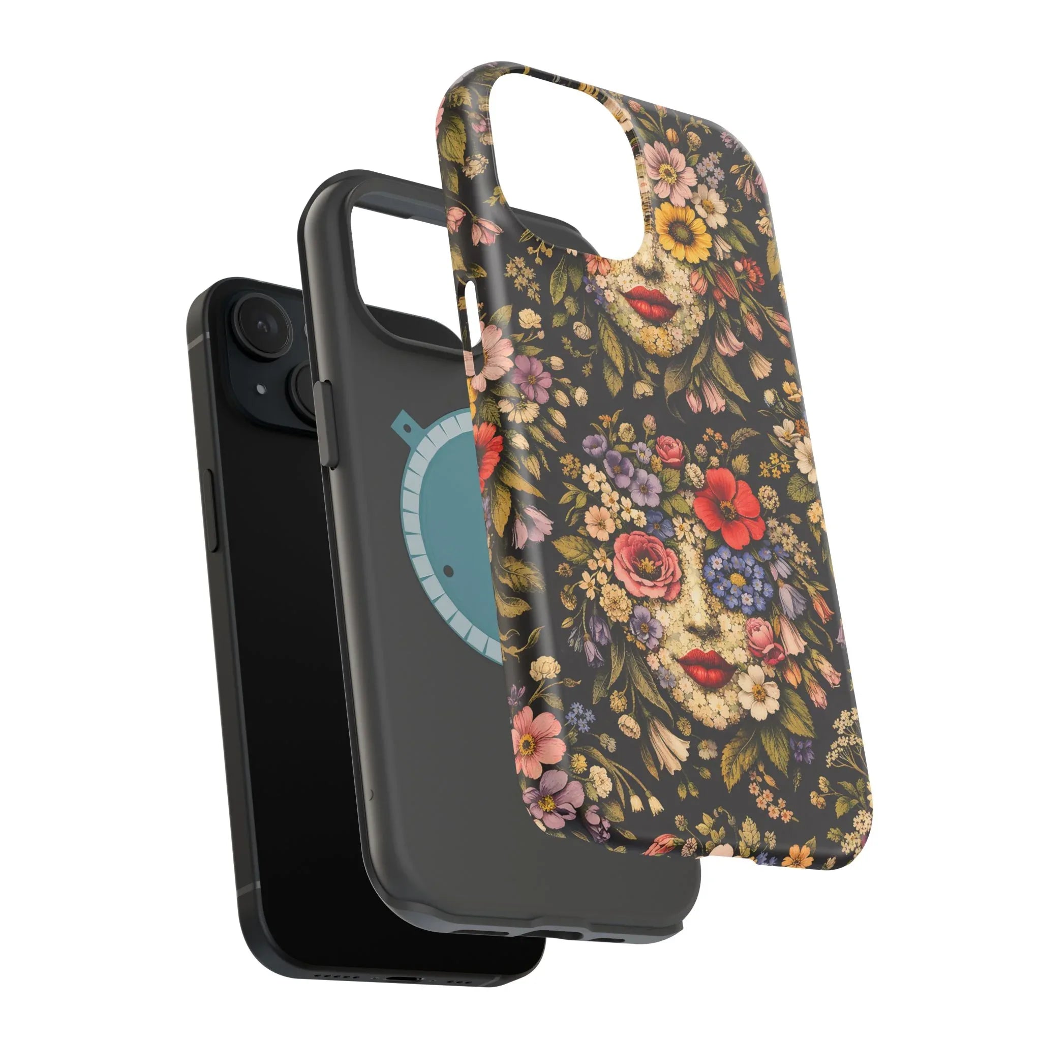 Vintage Flower Face Phone Case for iPhone 13-17 - KARARMDESIGN