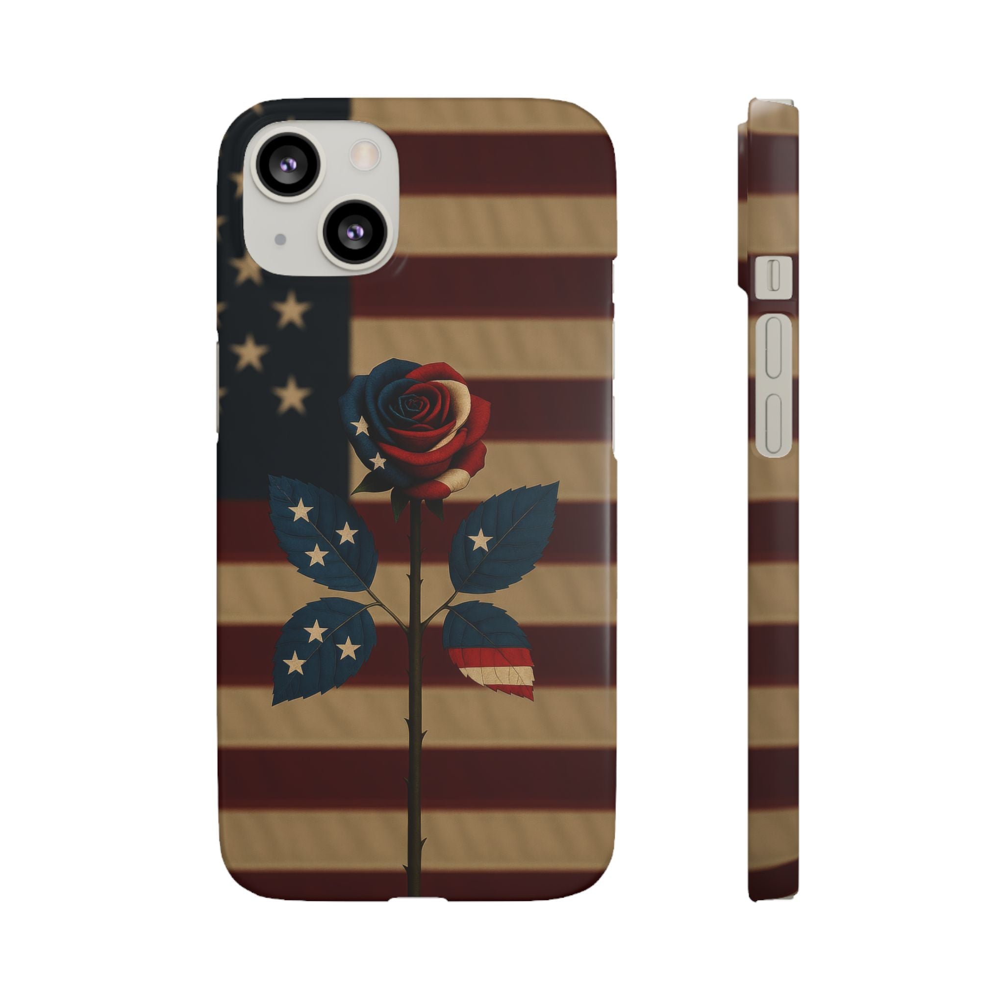 American Rose Flag Phone Case for iPhone 8-17 and Galaxy S20-S26