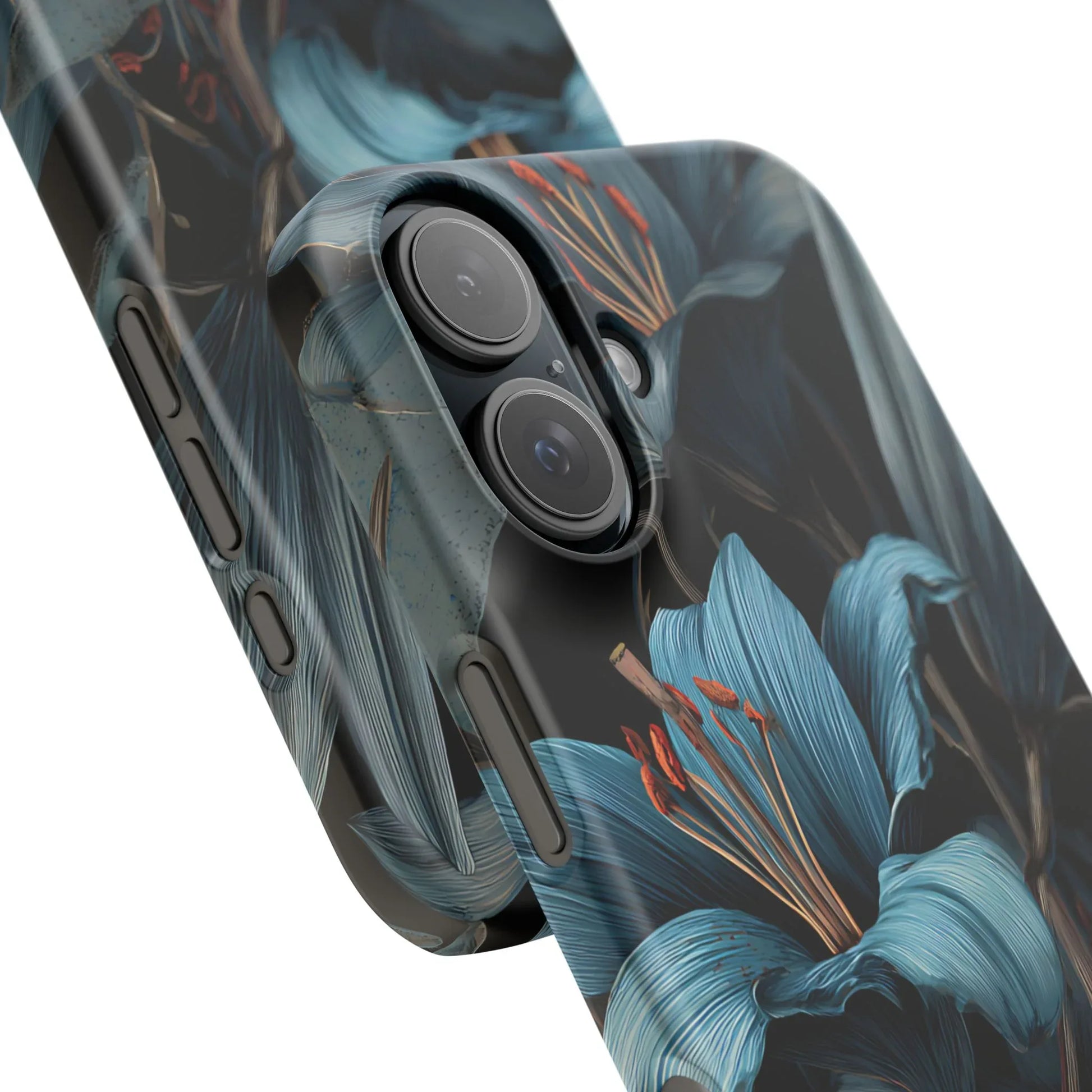 Blue Lily Floral Phone Case for iPhone 11-17 and Galaxy S20-S25 - KARARMDESIGN