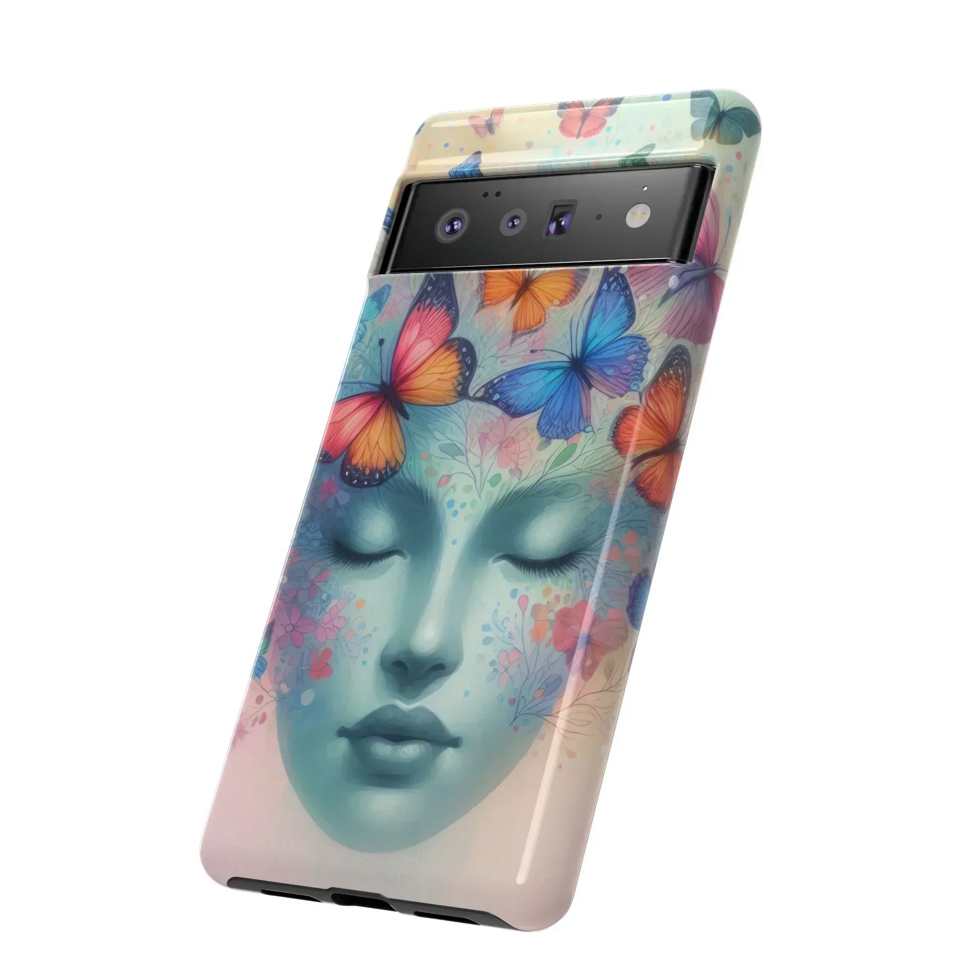 Butterfly Bloom Dreamy Woman Phone Case for Galaxy and Pixel - KarArmDesign