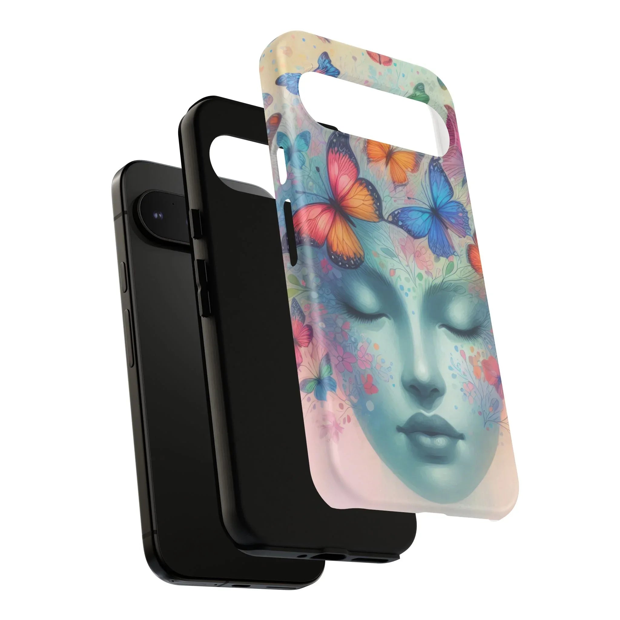 Butterfly Bloom Dreamy Woman Phone Case for Galaxy and Pixel - KARARMDESIGN