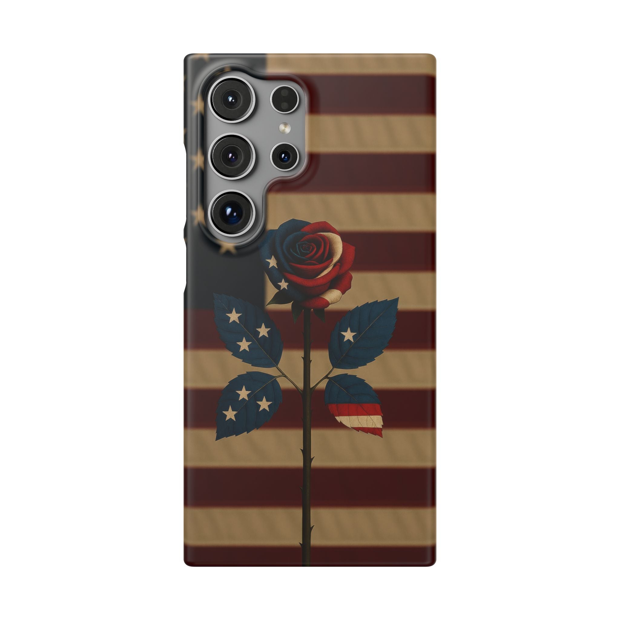 American Rose Flag Phone Case for iPhone 8-17 and Galaxy S20-S26