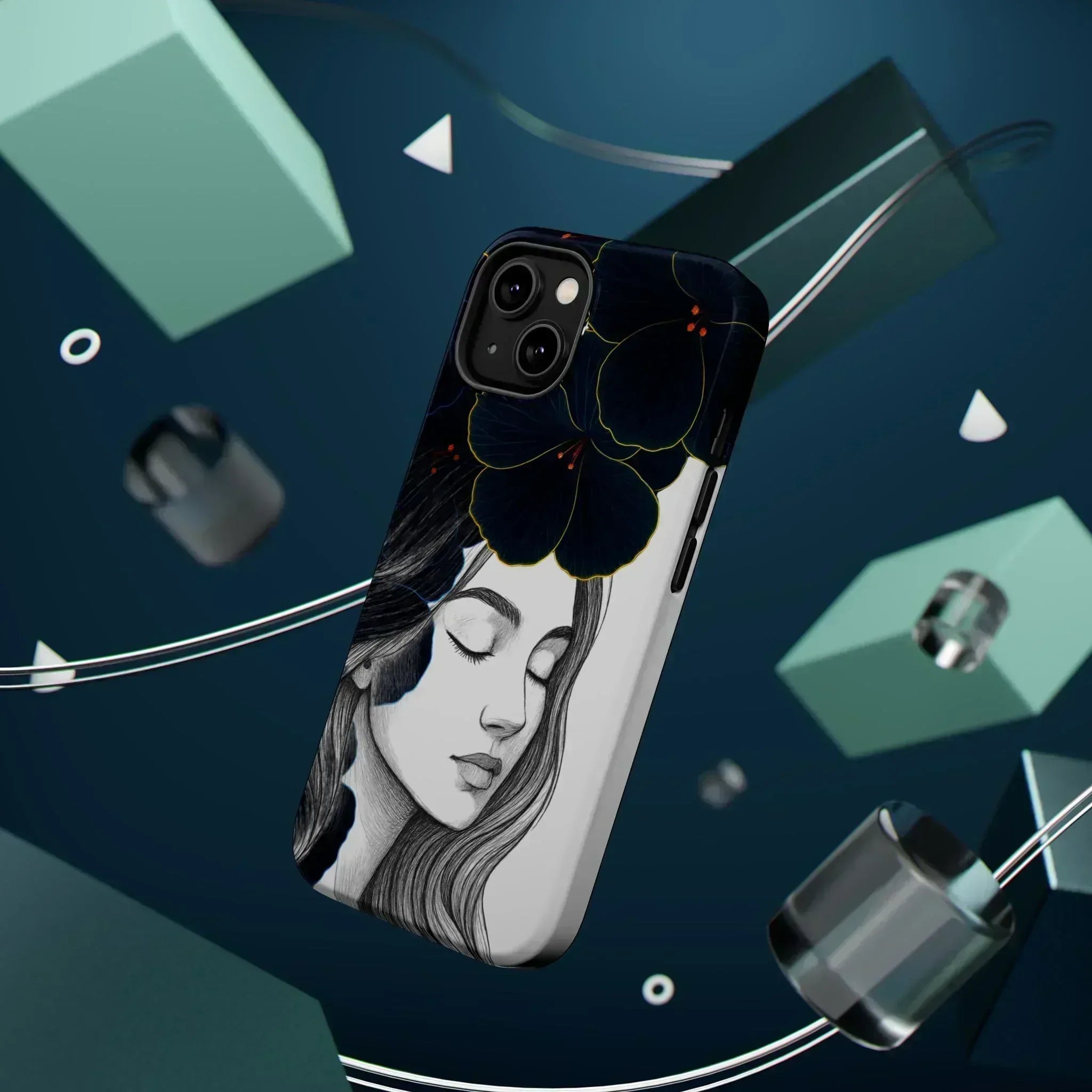 Dark Floral Elegance Phone Case for iPhone 13-16 - KARARMDESIGN