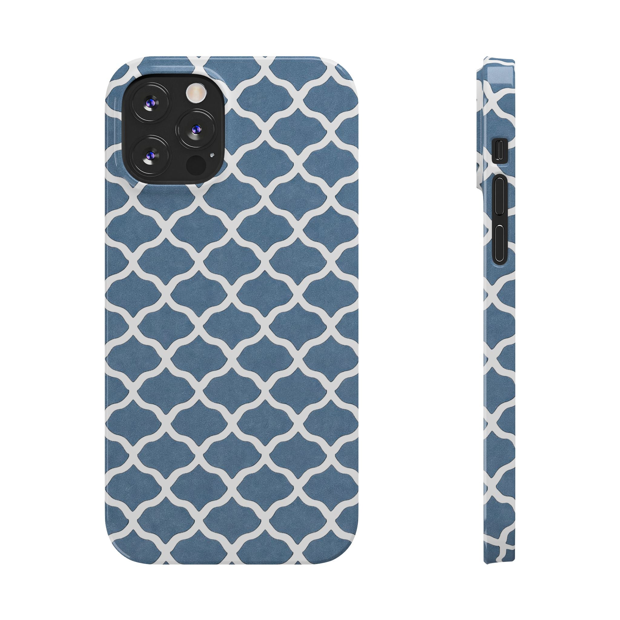 Azure Lattice Pattern Phone Case Slim Phone Cases for iPhone 11-17
