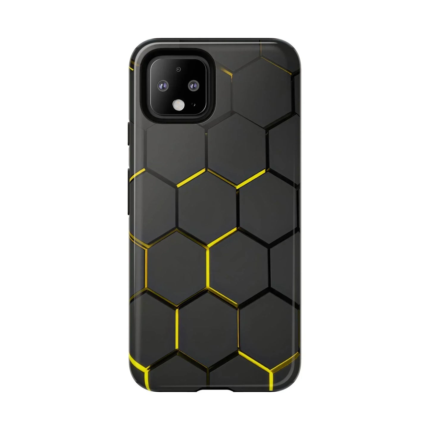 Black and Yellow Hexagon Geometric Tough Phone Case for Galaxy and Pixel - KarArmDesign