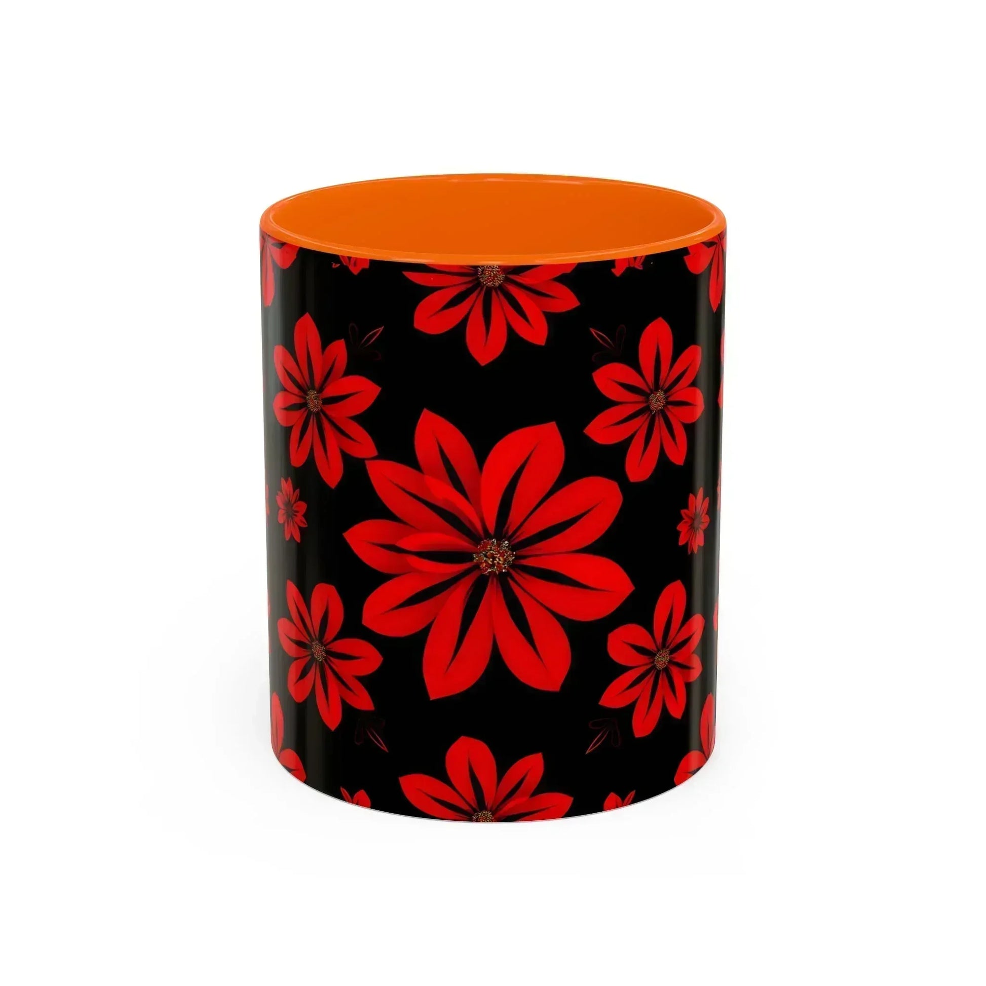 Accent Red Floral Coffee Mug – 11oz & 15oz - KARARMDESIGN