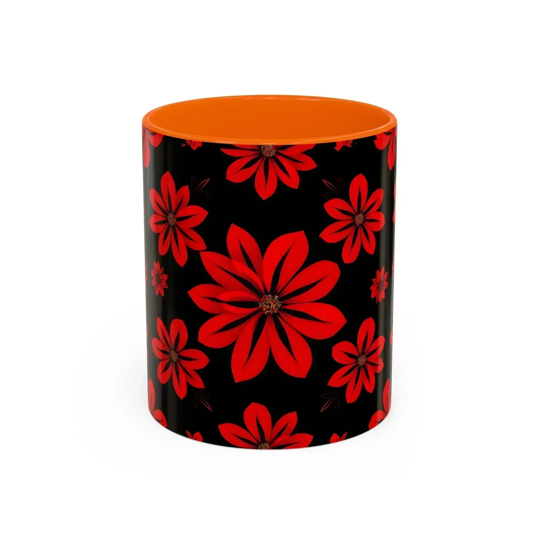 Accent Red Floral Coffee Mug – 11oz & 15oz - KARARMDESIGN
