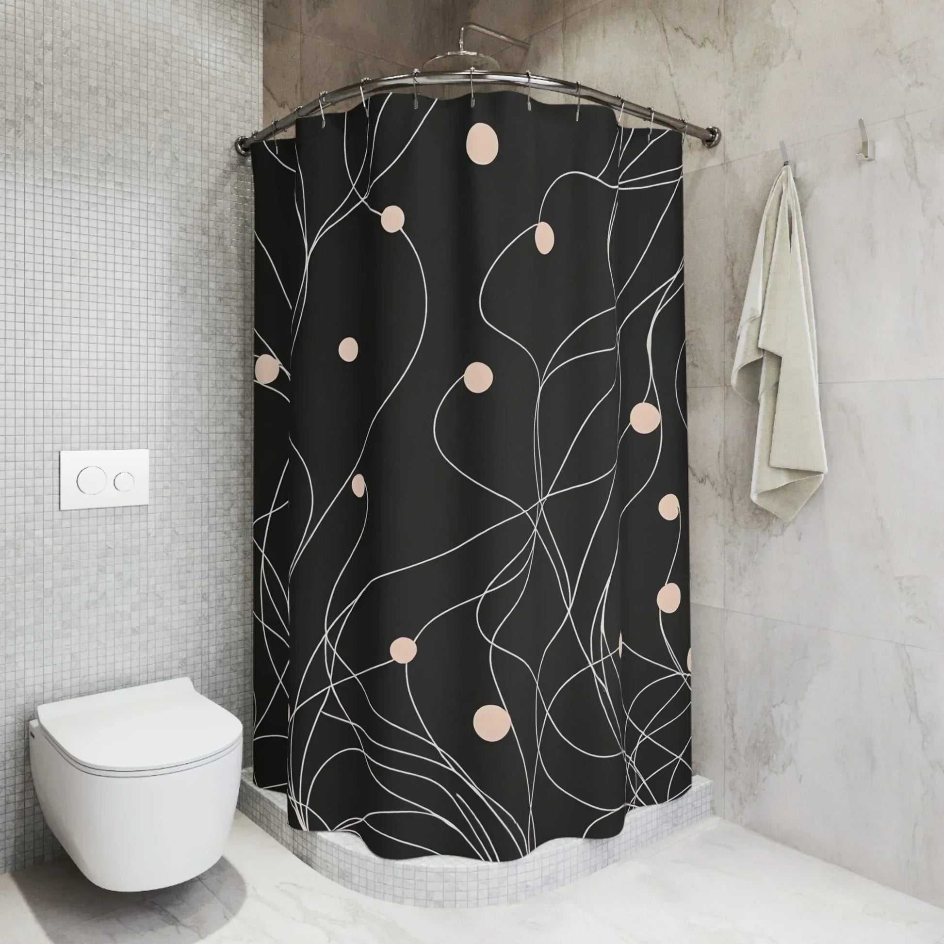 Abstract Black Shower Curtain - KarArmDesign
