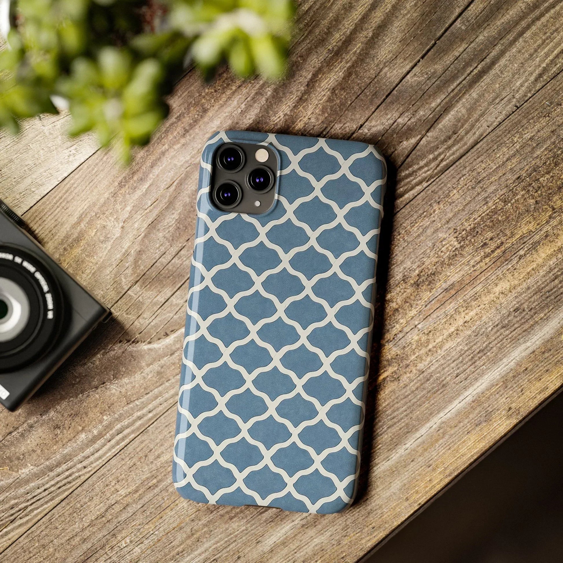 Azure Lattice Pattern Phone Case Slim Phone Cases for iPhone 11-17 - KARARMDESIGN