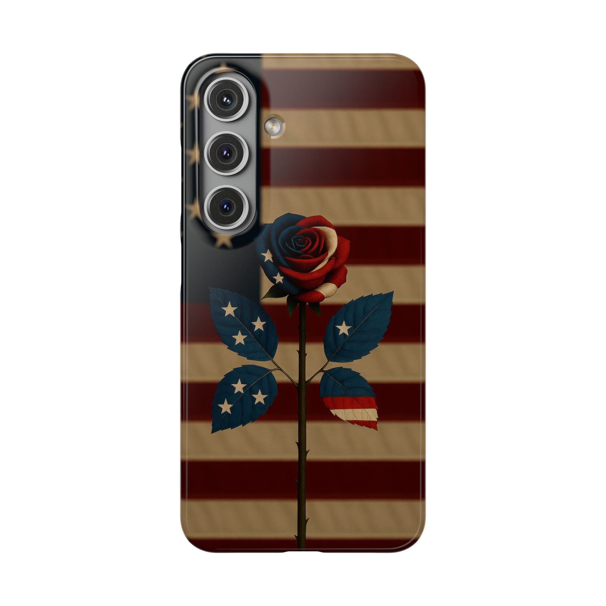 American Rose Flag Phone Case for iPhone 8-17 and Galaxy S20-S26