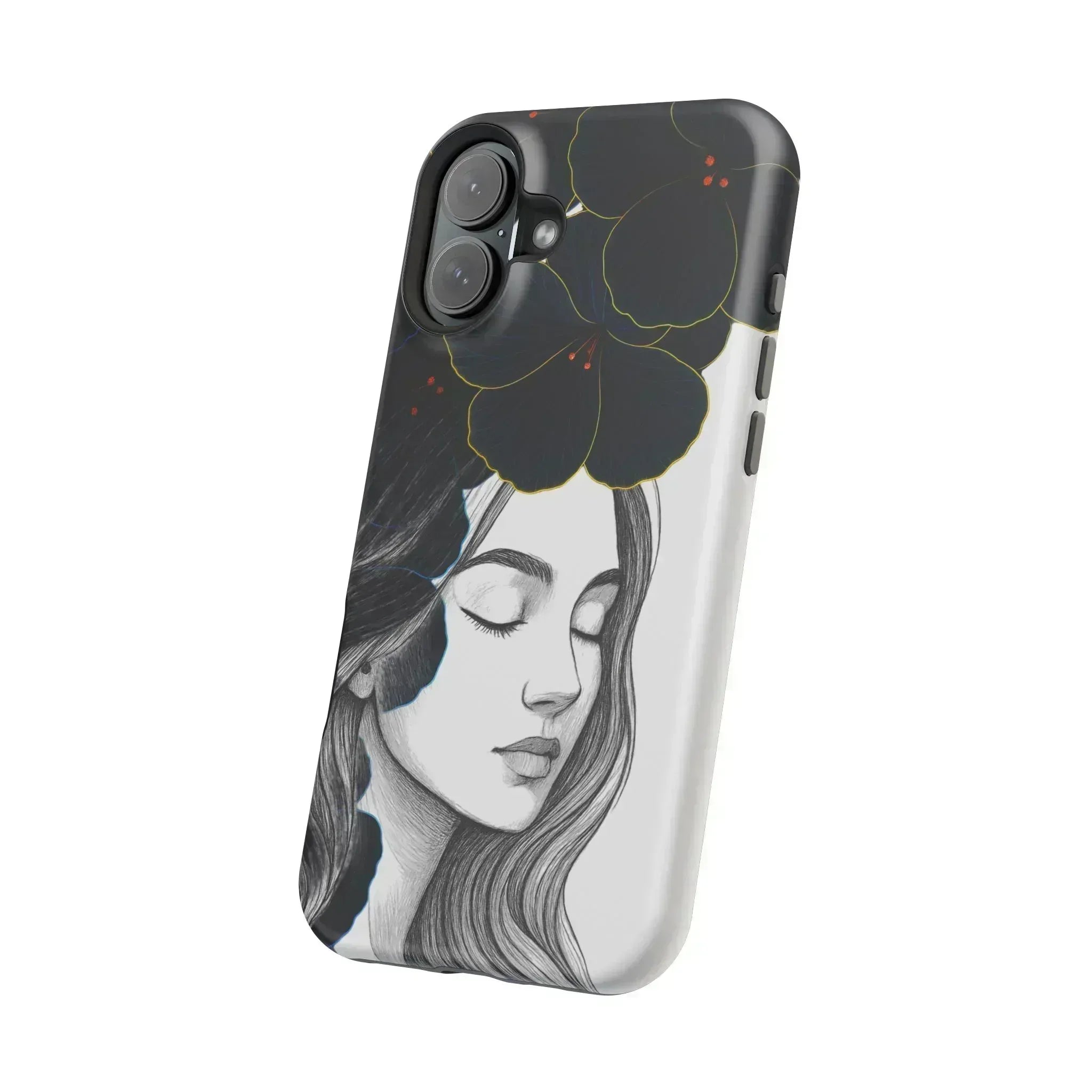 Dark Floral Elegance Phone Case for iPhone 13-16 - KARARMDESIGN