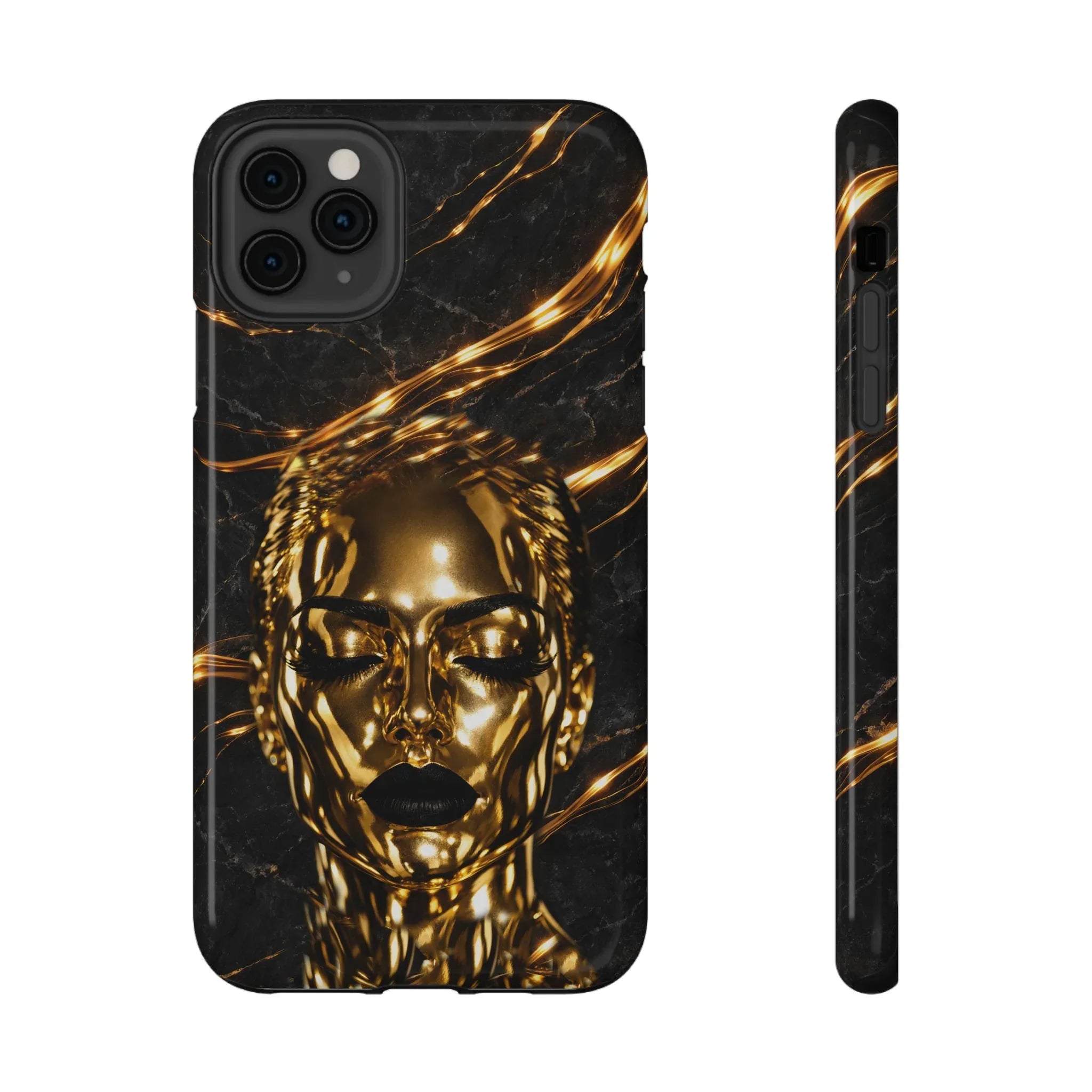 Luxury Gold Portrait Phone Case for iPhone 11-17 and Galaxy S21-S25 - KARARMDESIGN