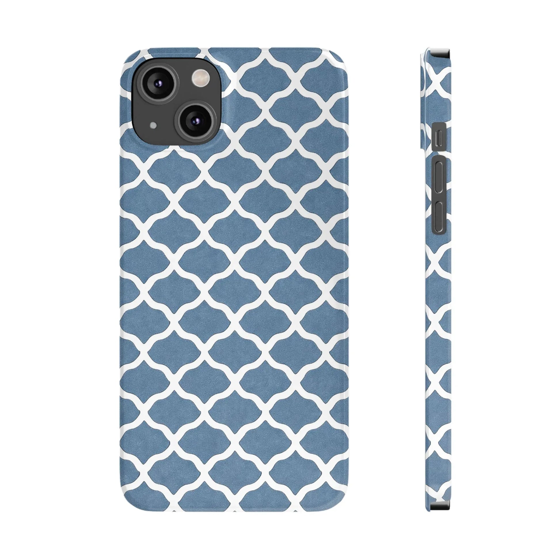 Azure Lattice Pattern Phone Case Slim Phone Cases for iPhone 11-17 - KARARMDESIGN
