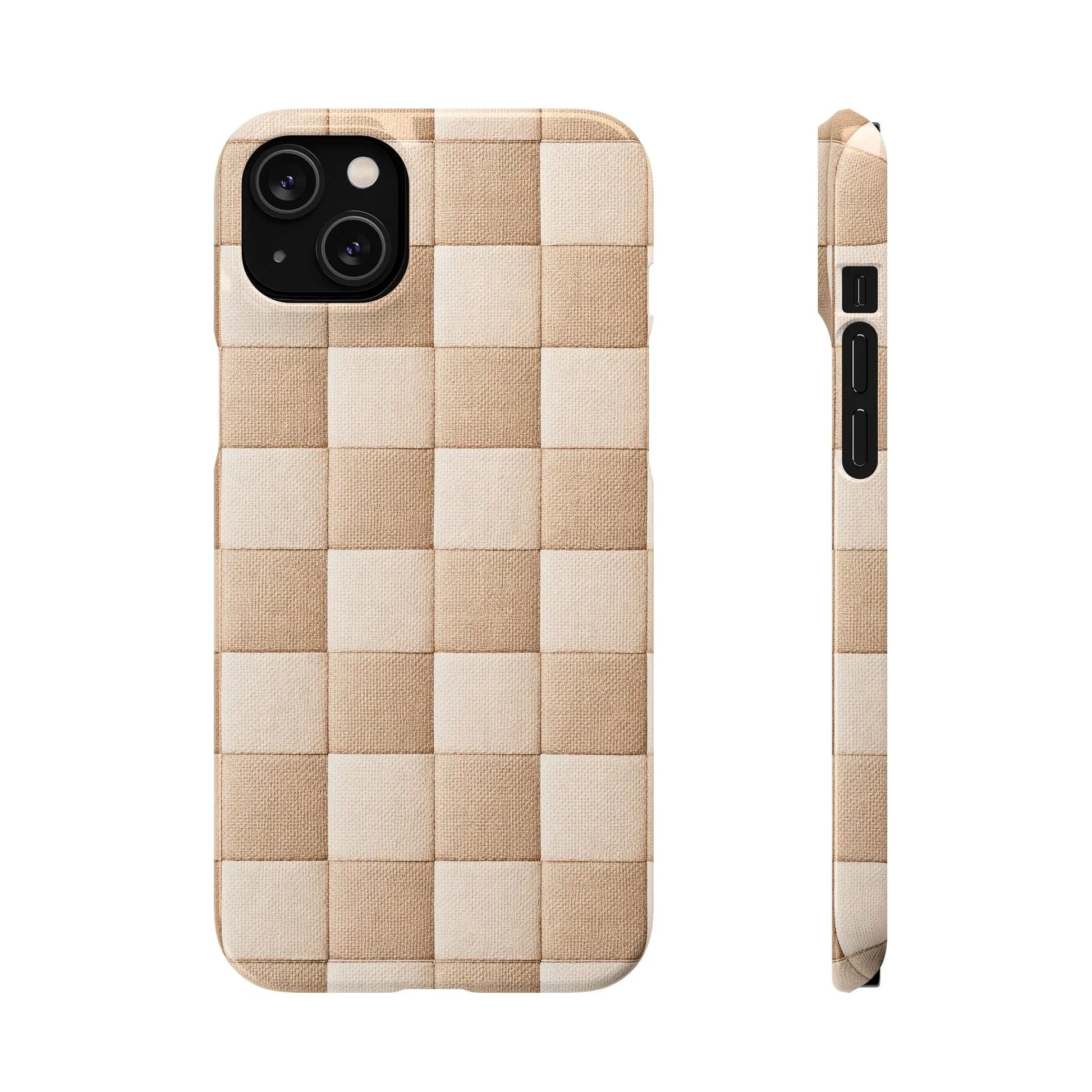 Beige Woven Phone Case for iPhone 11-17 and Galaxy S20-S25 - KARARMDESIGN