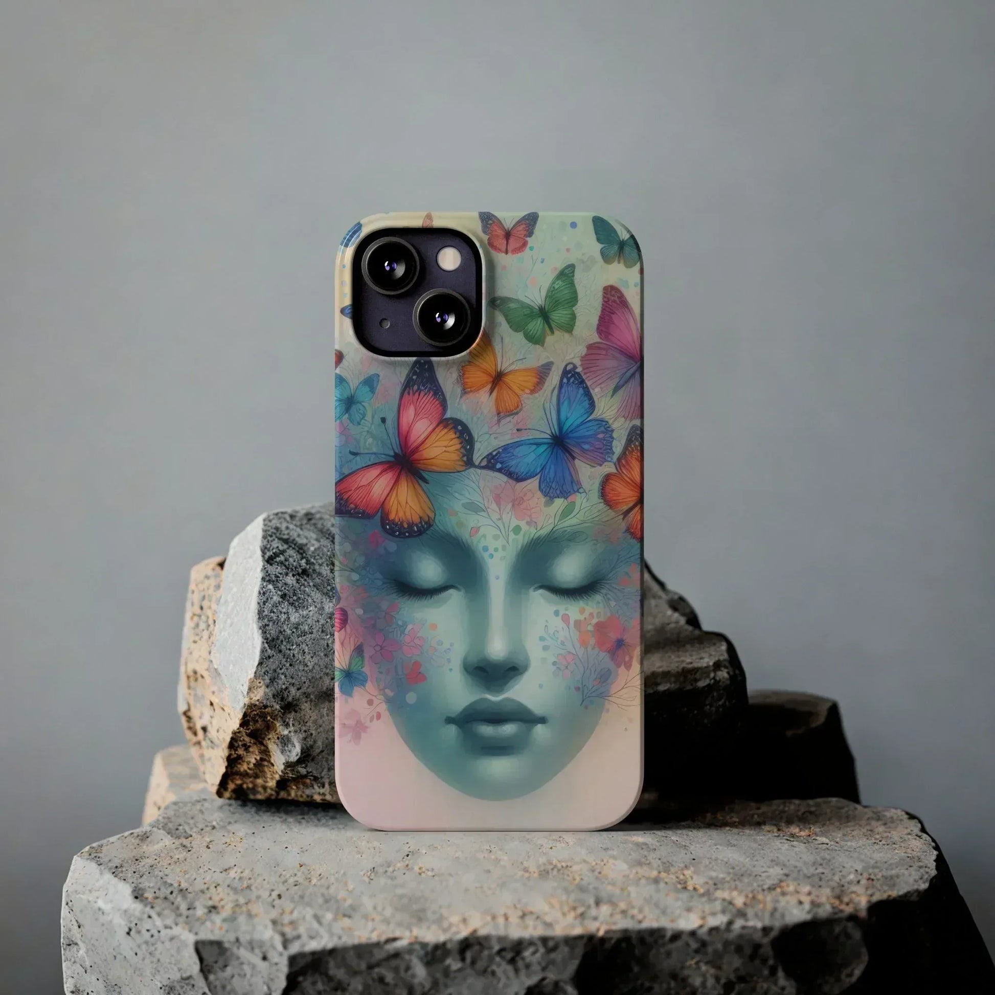 Butterfly Bloom Dreamy Woman Phone Case for iPhone - KARARMDESIGN