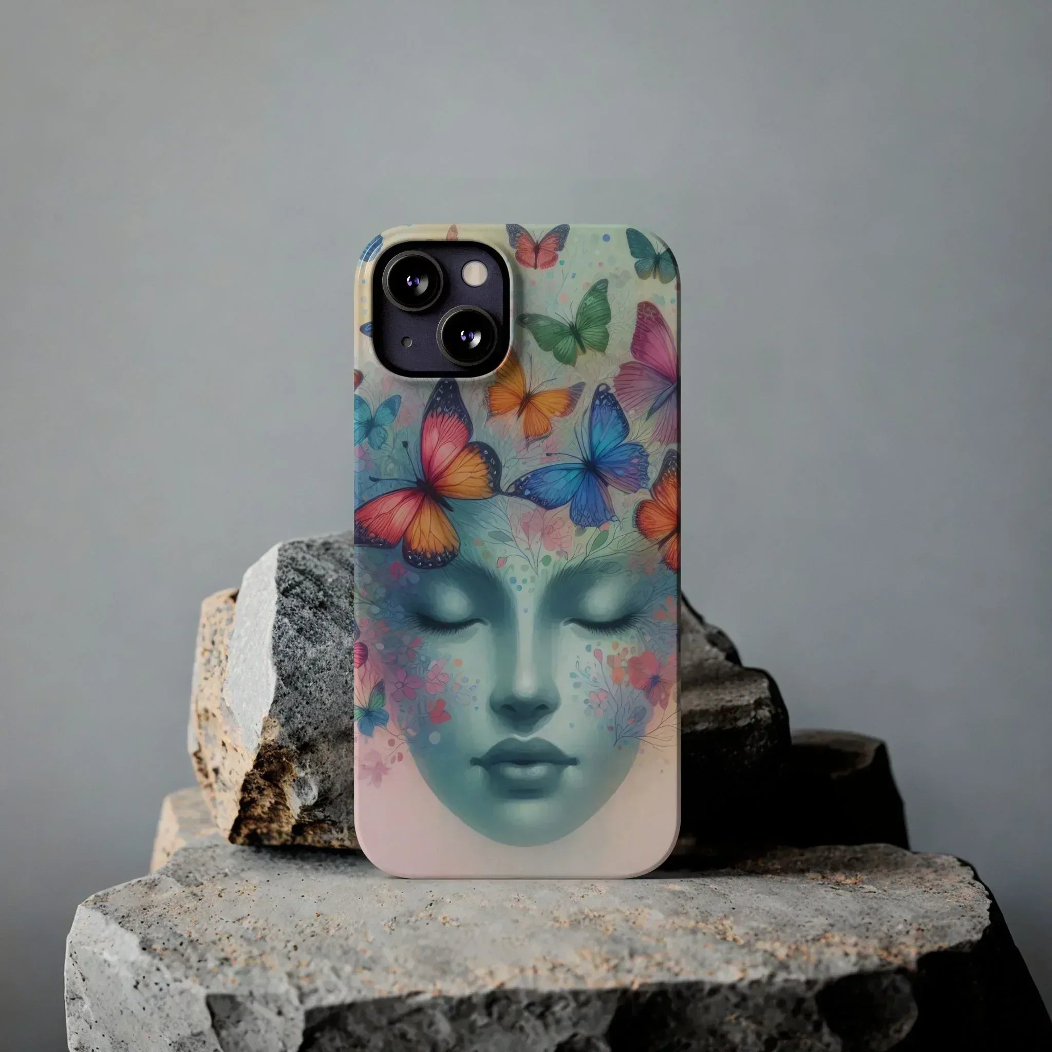 Butterfly Bloom Dreamy Woman Phone Case for iPhone - KARARMDESIGN