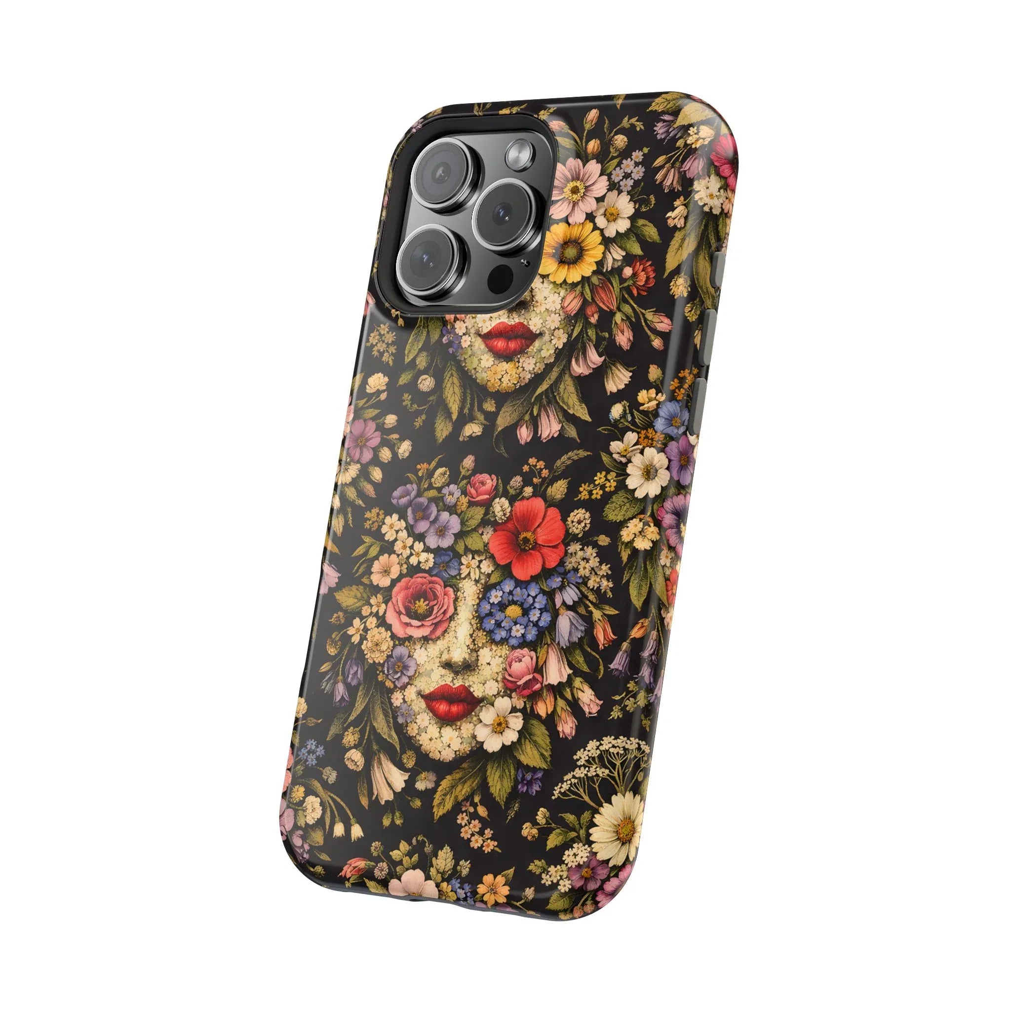 Vintage Flower Face Phone Case for iPhone 13-17 - KARARMDESIGN