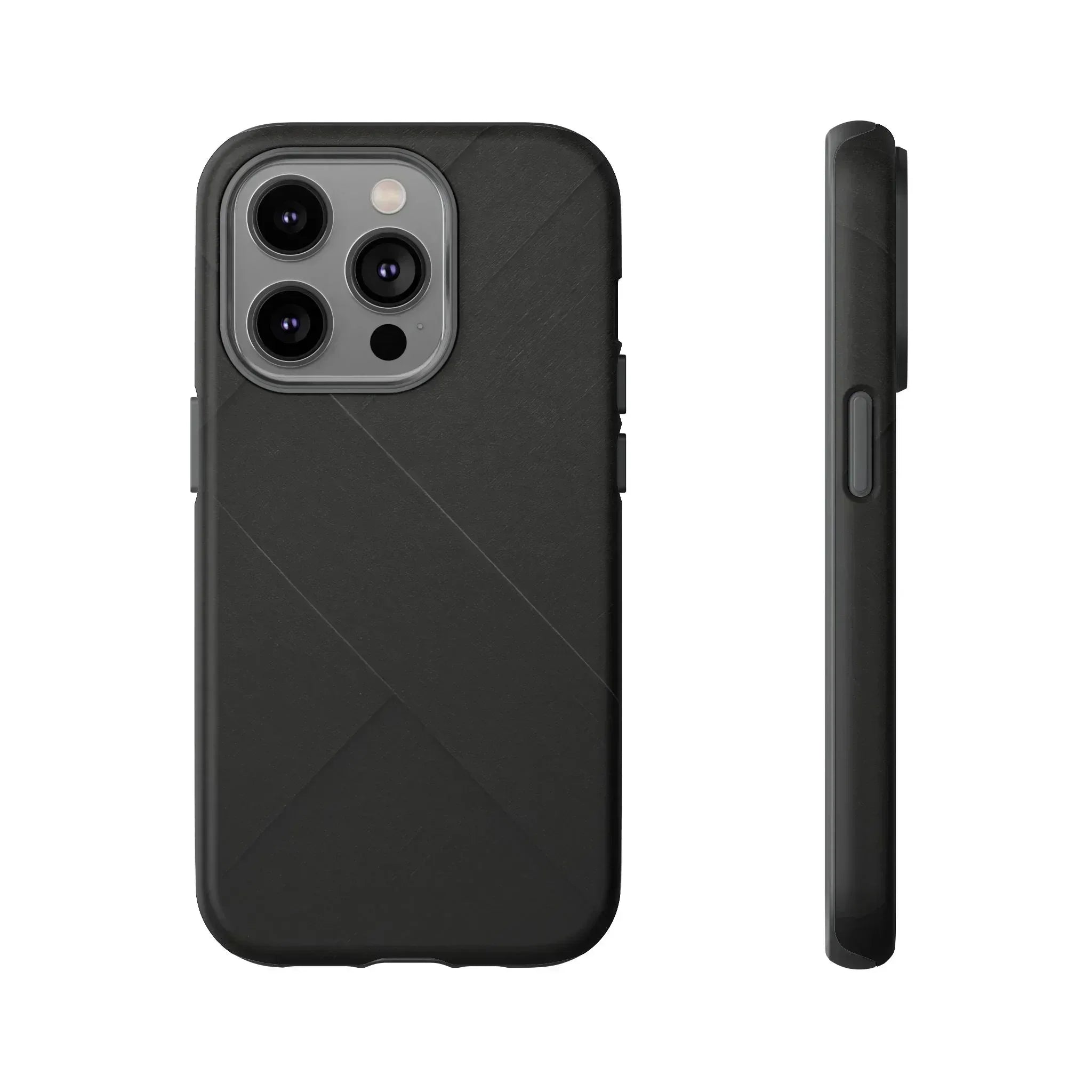 Matte Black Diagonal Line Phone Case for iPhone 8-16 and Galaxy S10-S25 - KARARMDESIGN