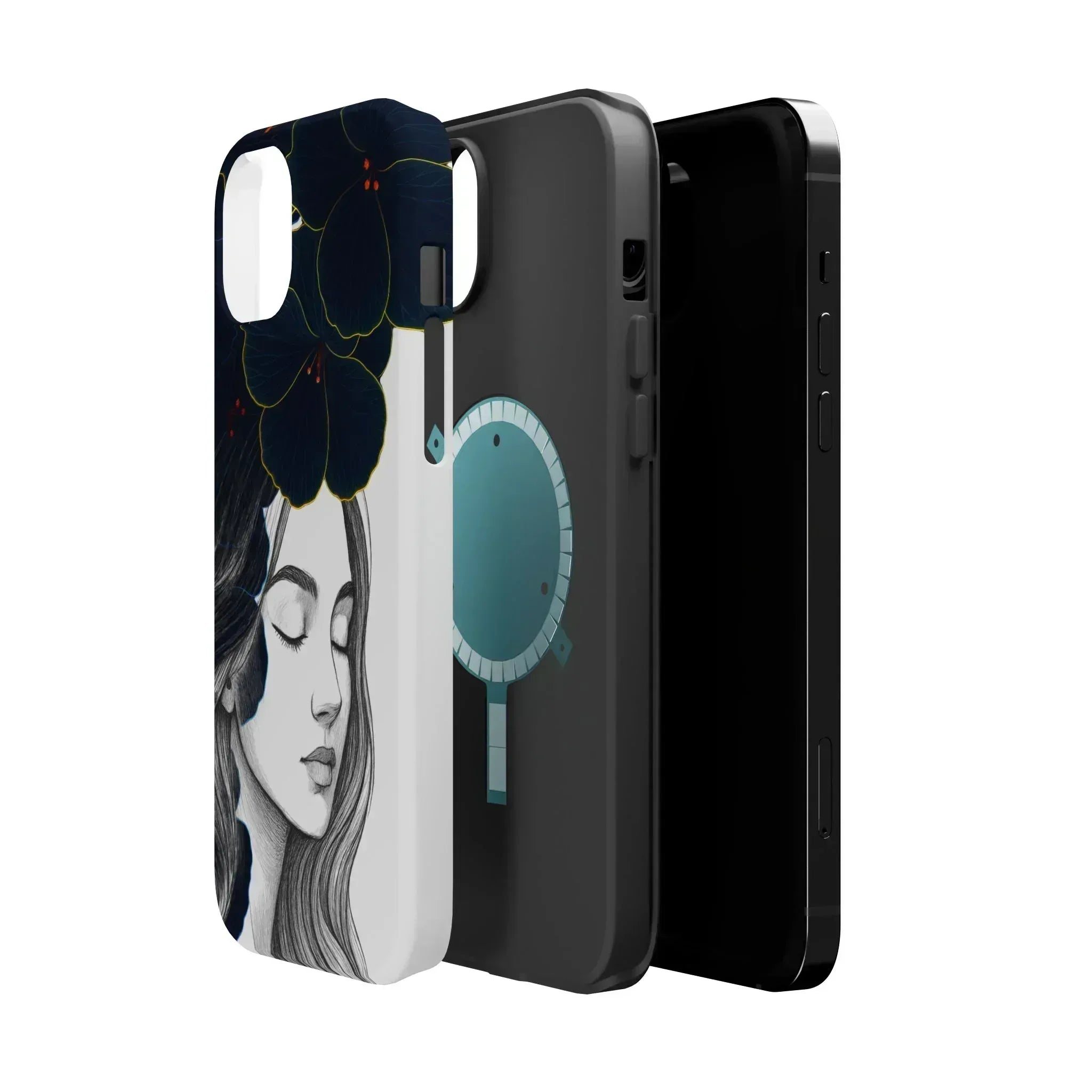 Dark Floral Elegance Phone Case for iPhone 13-16 - KARARMDESIGN