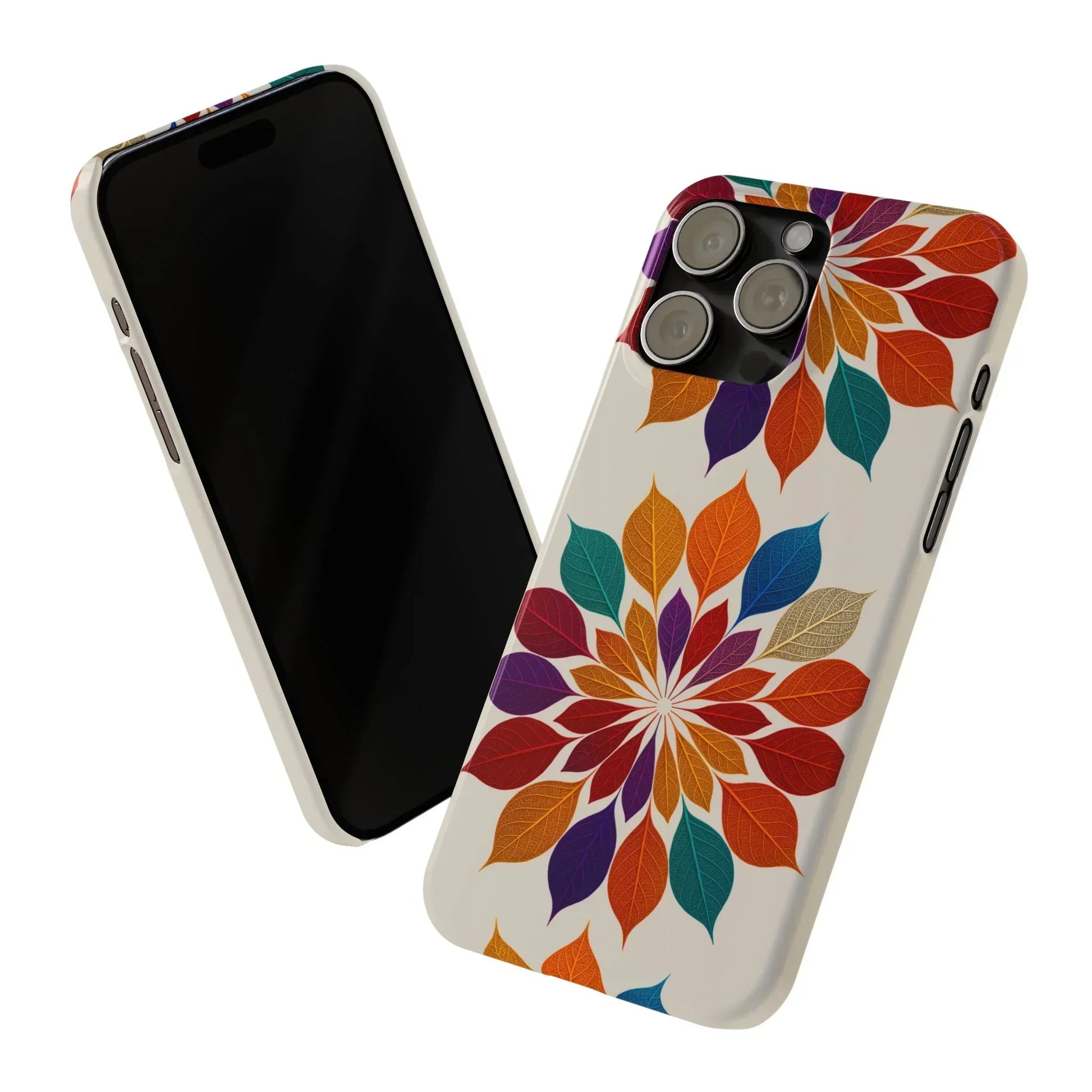 Leaf Mandala Botanical Burst Design Slim Phone Case for iPhone 7-16 Models - KarArmDesign