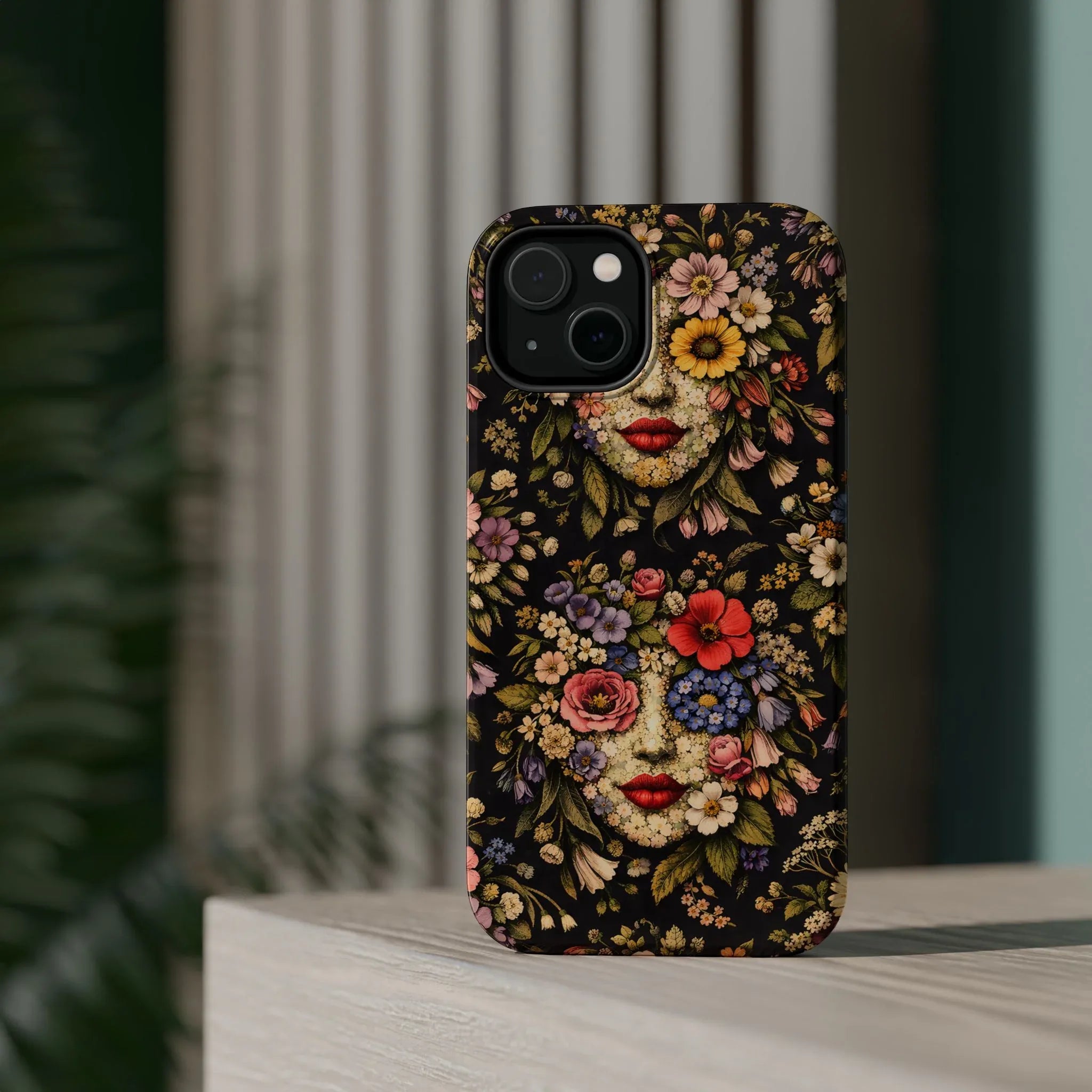 Vintage Flower Face Phone Case for iPhone 13-17 - KARARMDESIGN