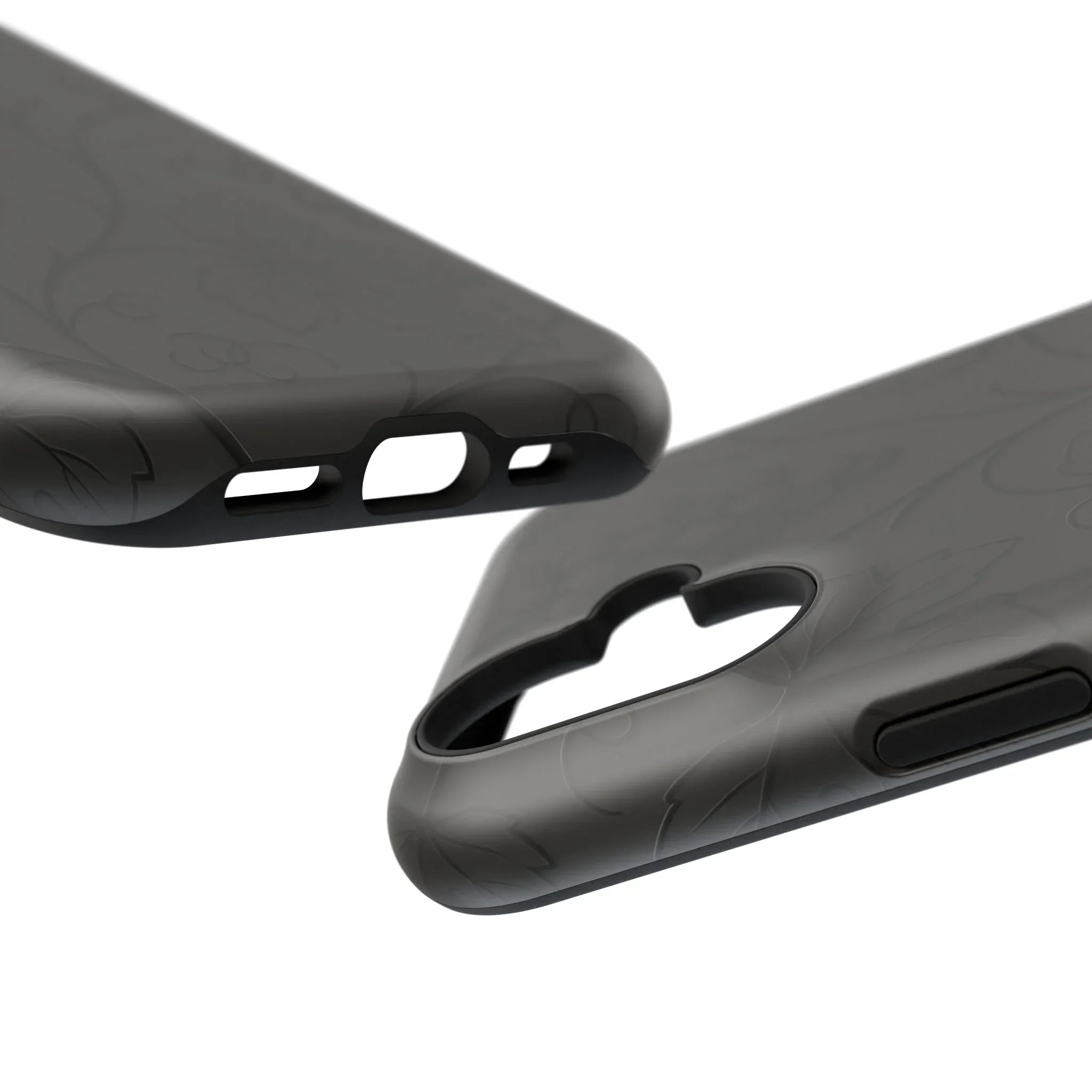 Elegant Embossed Grape Leaf Black Phone Case for iPhone and Galaxy - KARARMDESIGN